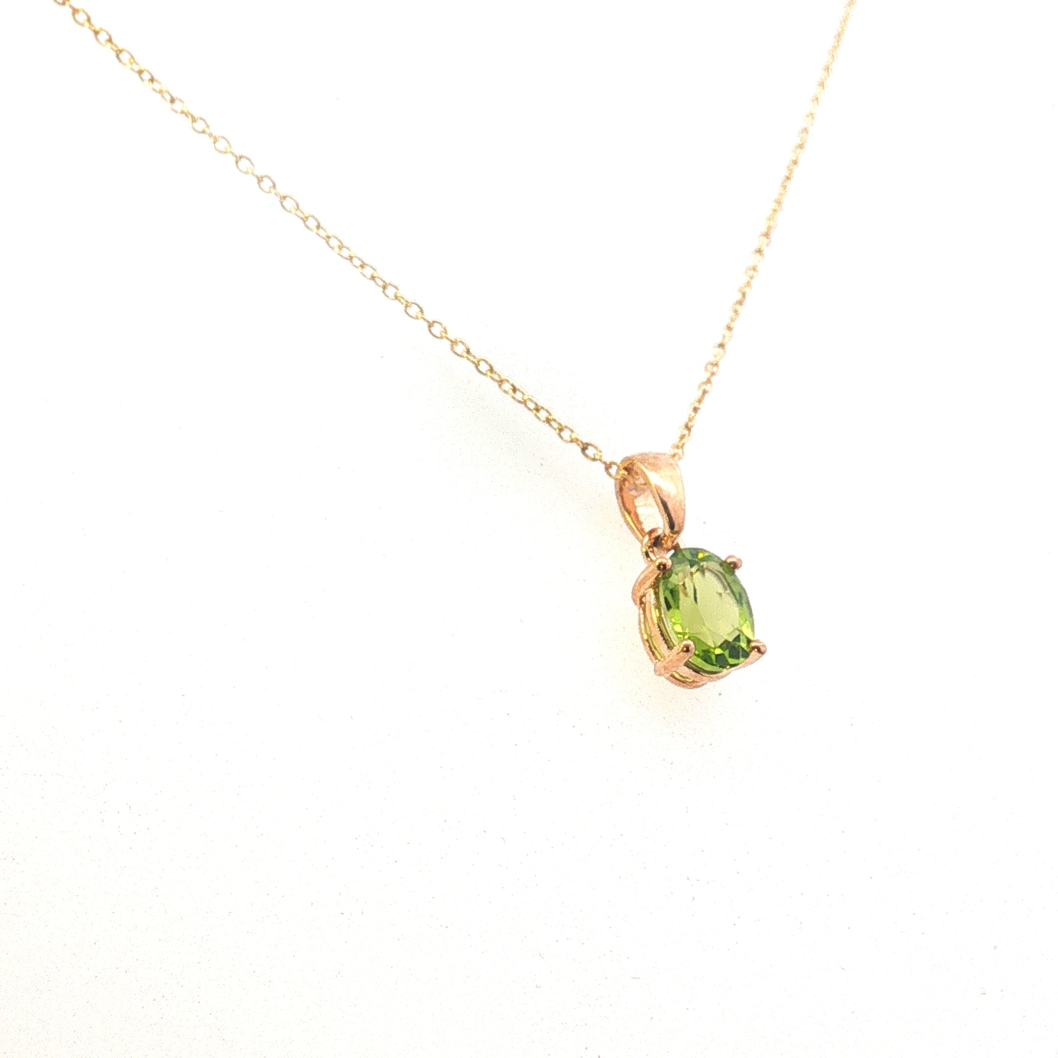 Oval Peridot Pendant Necklace in 9ct Yellow Gold - AK1546