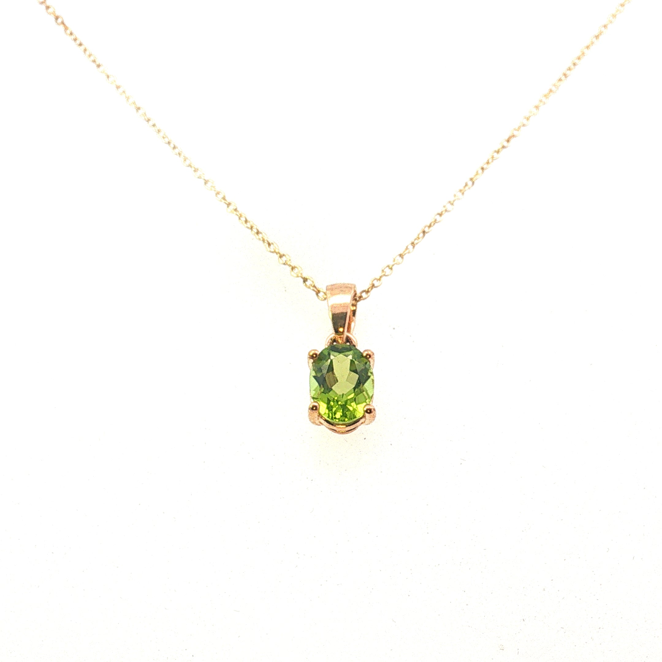 Oval Peridot Pendant Necklace in 9ct Yellow Gold - AK1546