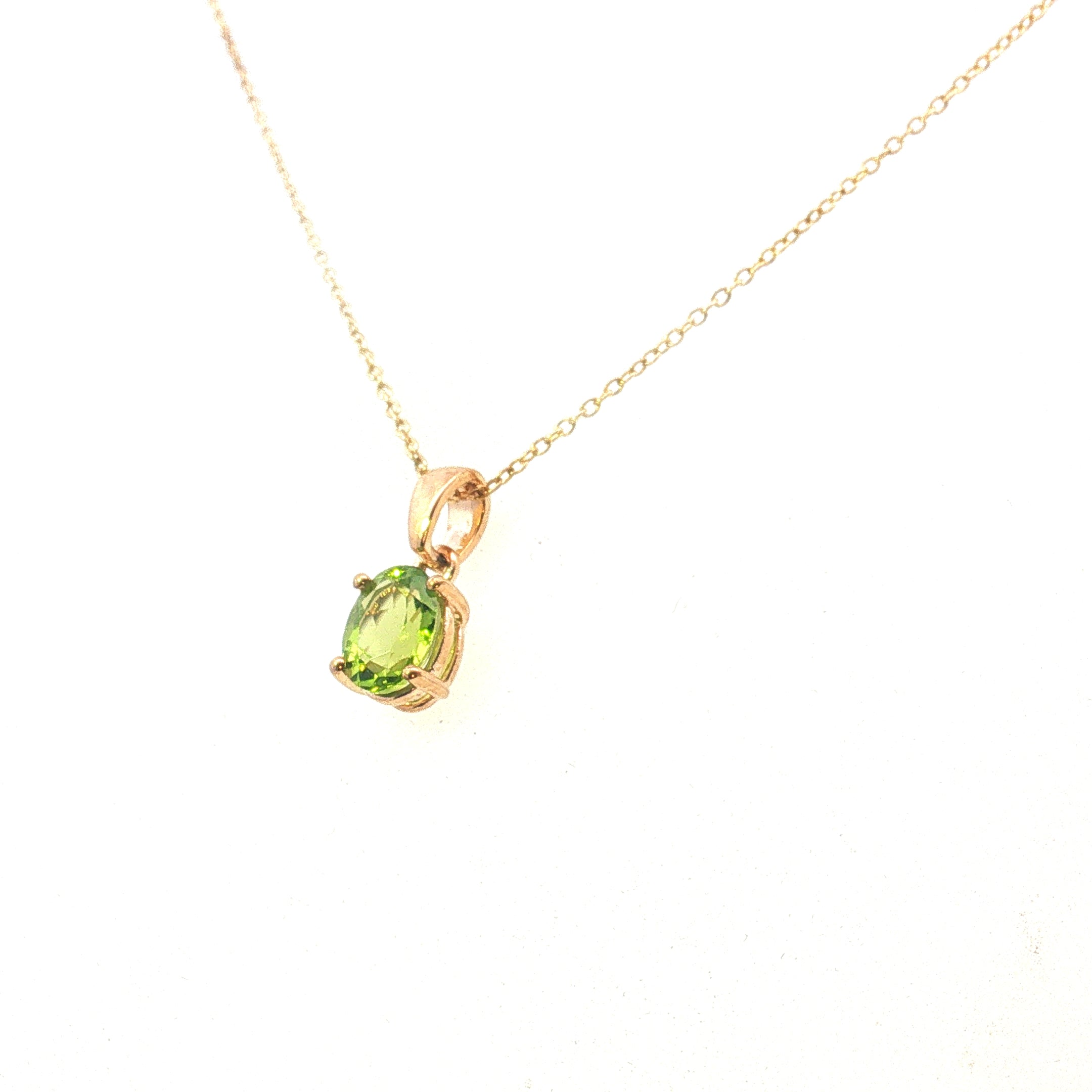 Oval Peridot Pendant Necklace in 9ct Yellow Gold - AK1546