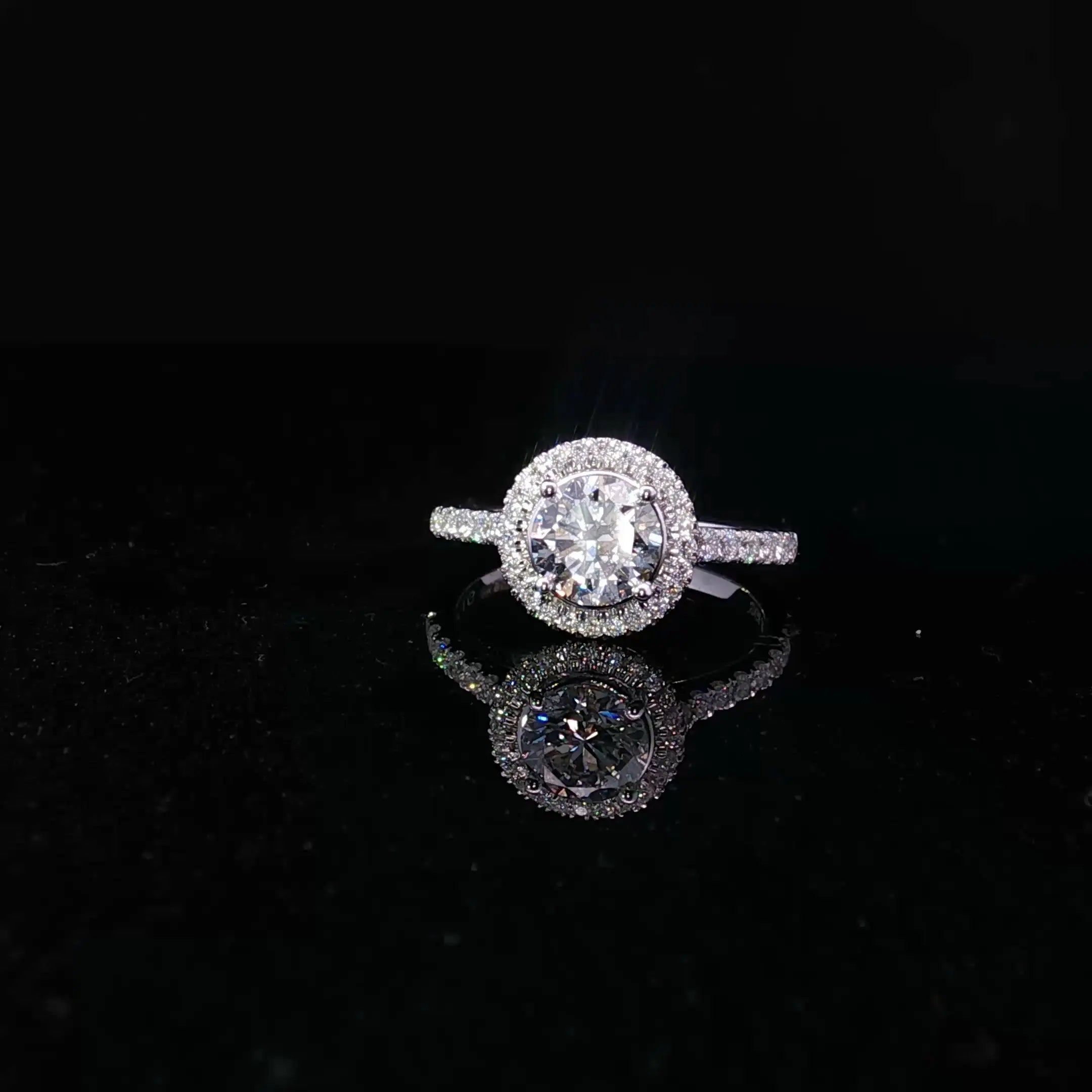 9ct White Gold Lab Diamond Halo Ring 1.30ct - AM4070 - Hallmark Jewellers Formby & The Jewellers Bench Widnes