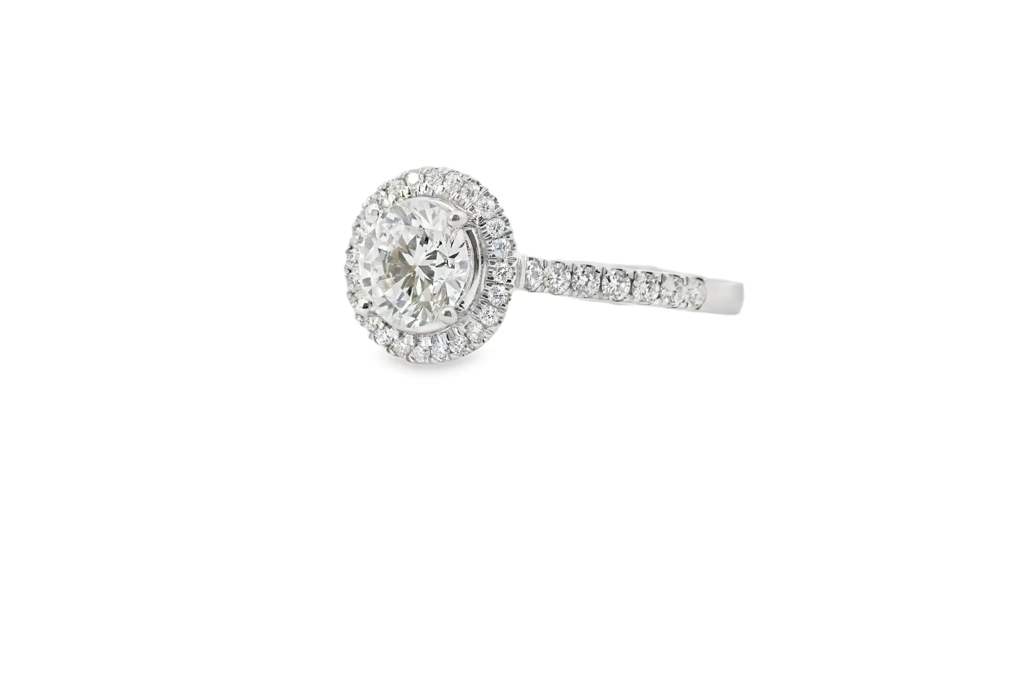 9ct White Gold Lab Diamond Halo Ring 1.30ct - AM4070 - Hallmark Jewellers Formby & The Jewellers Bench Widnes