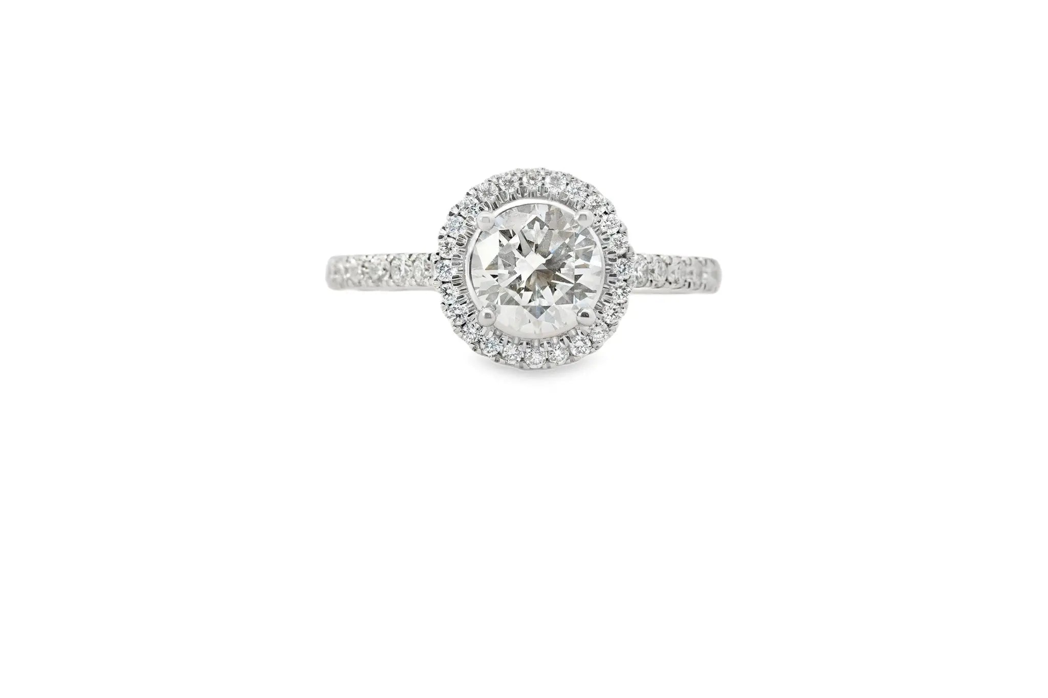 9ct White Gold Lab Diamond Halo Ring 1.30ct - AM4070 - Hallmark Jewellers Formby & The Jewellers Bench Widnes