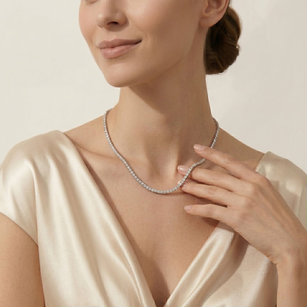 9ct White Gold Lab Diamond Tennis Necklace 5.00ct - AM4097