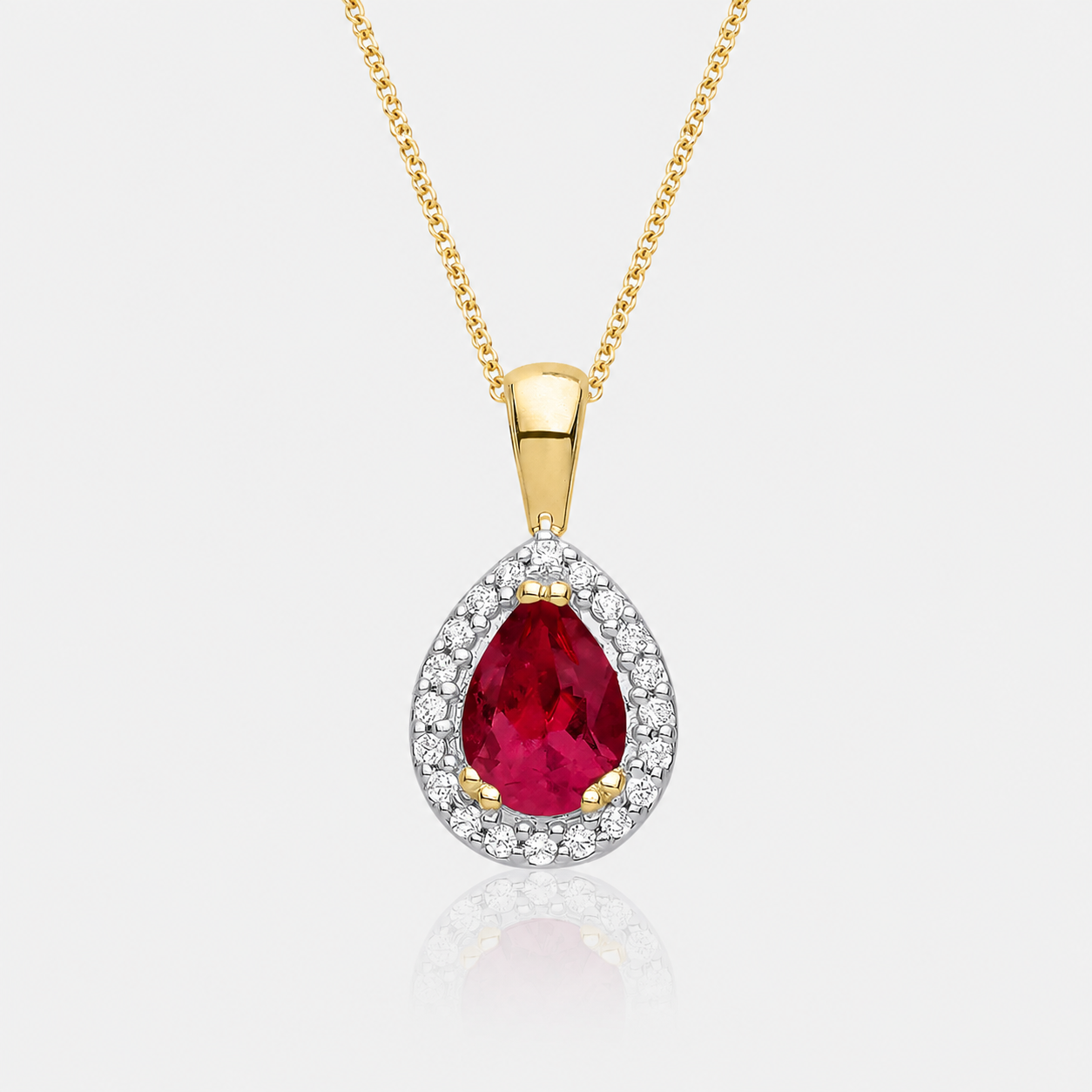 9ct Yellow Gold Ruby & Diamond Pendant - AM4091