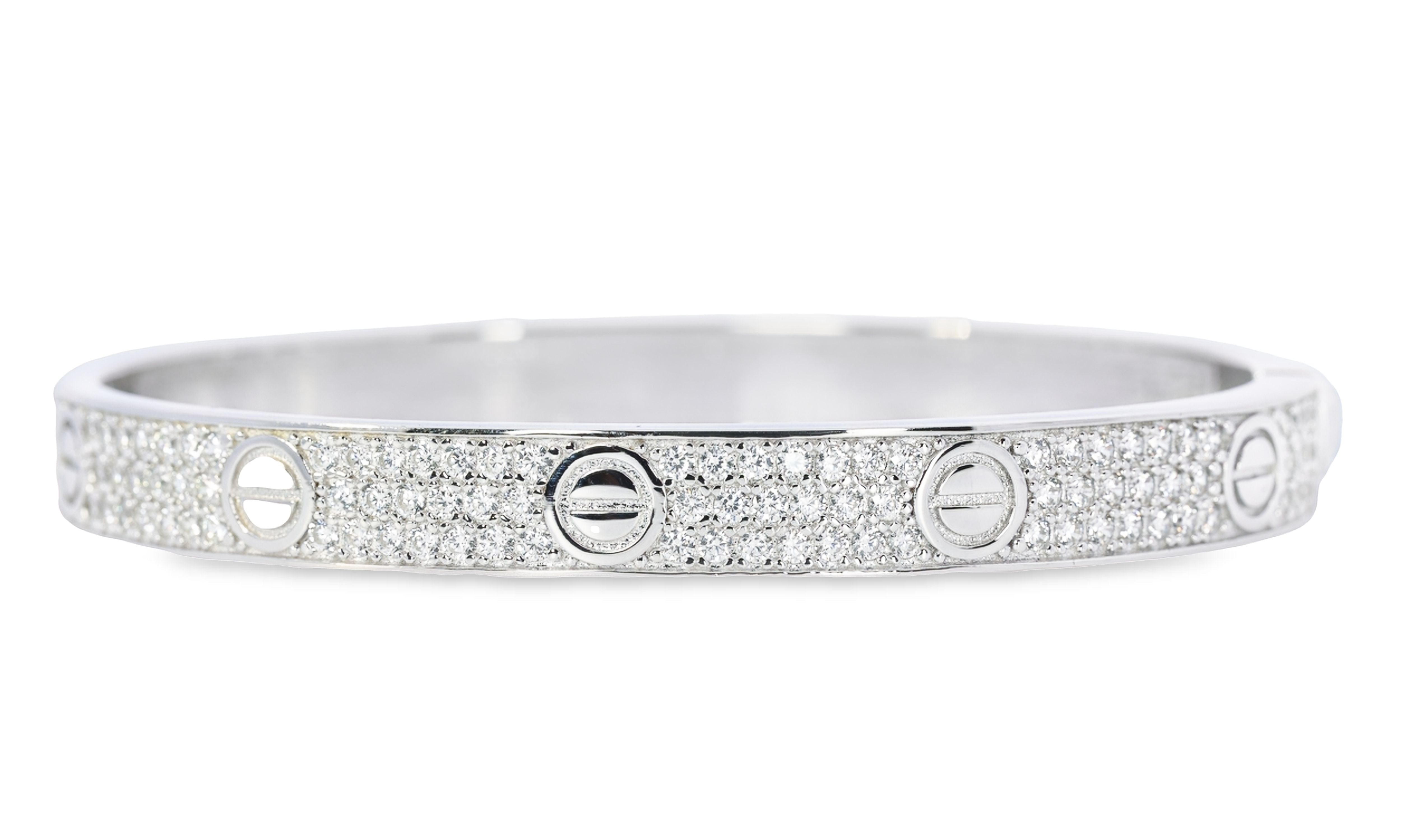 Sterling Silver Bangle With Half CZ- GVR2003 - Hallmark Jewellers Formby & The Jewellers Bench Widnes