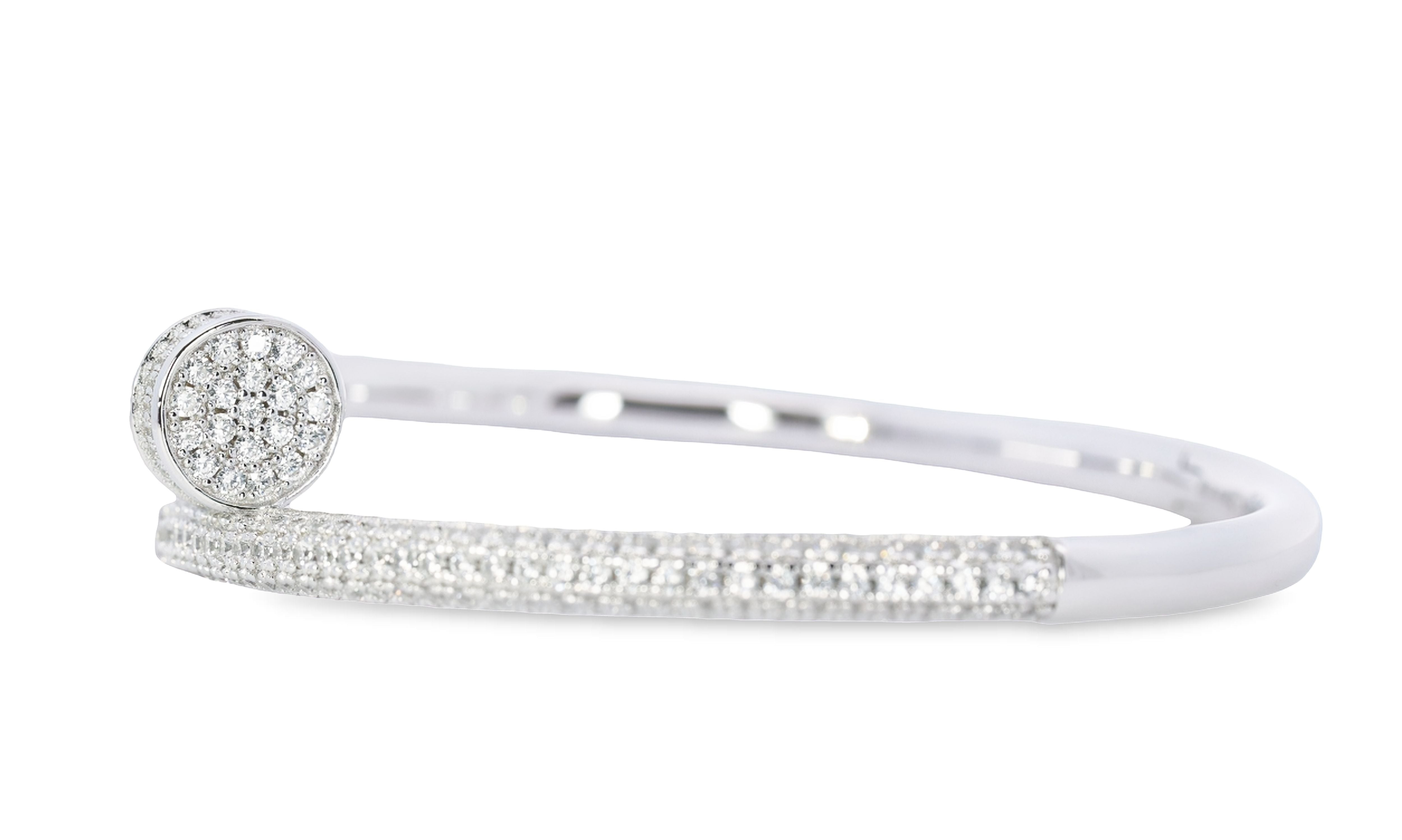 Sterling Silver Nail Bangle CZ- GVR2006 - Hallmark Jewellers Formby & The Jewellers Bench Widnes