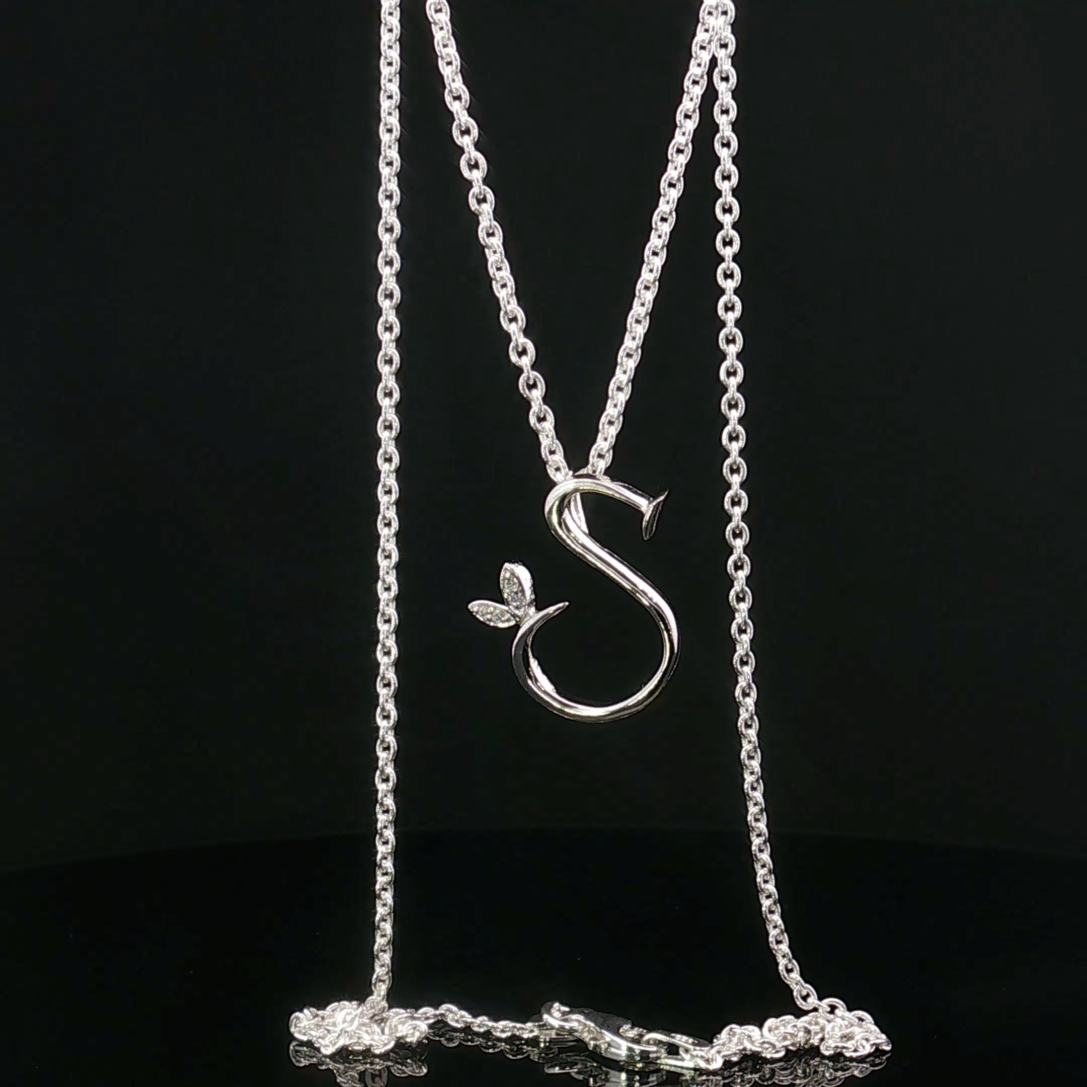 Silver Initial with Diamond Detail - MJI005