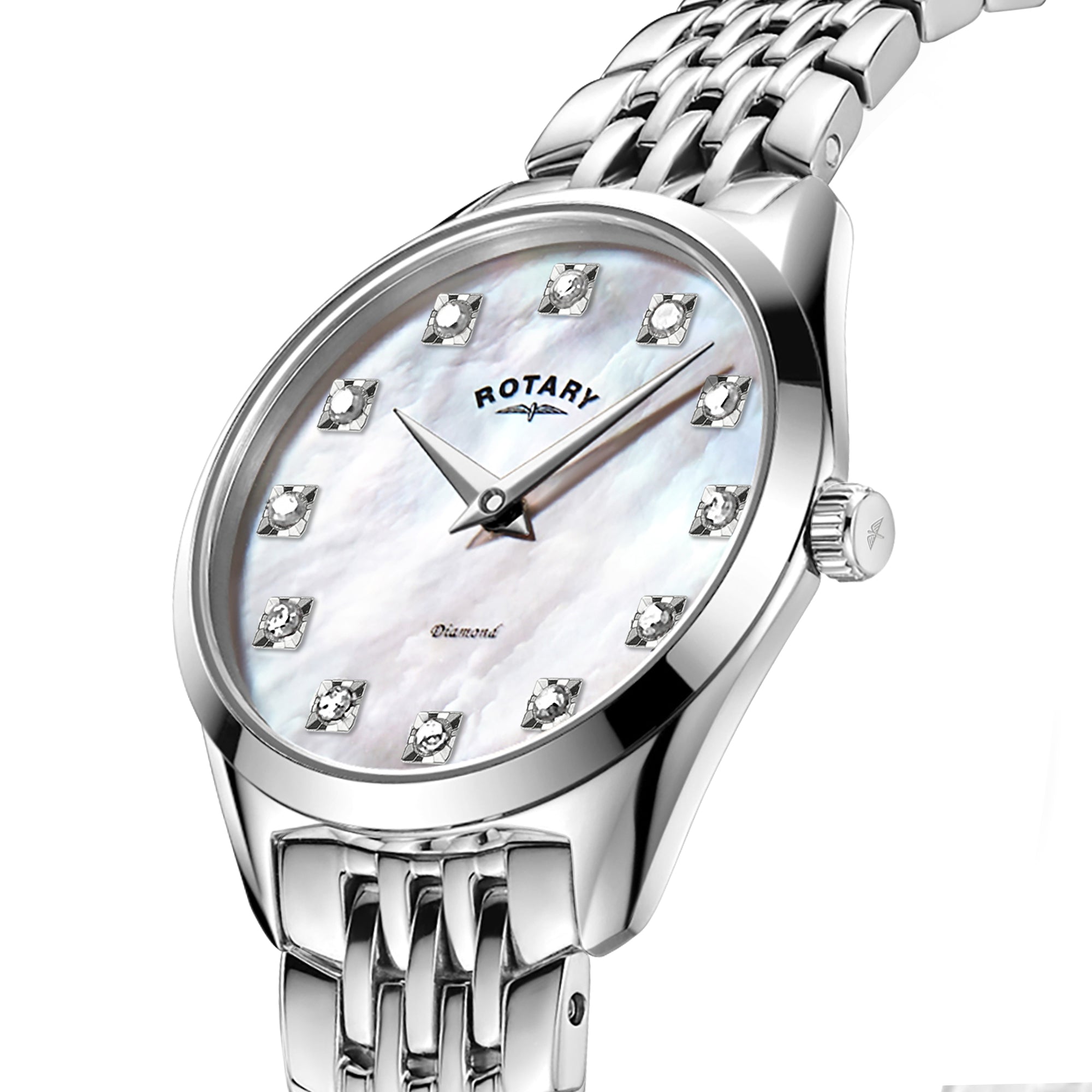 Rotary Ladies Ultra Slim Diamond Set Watch - LB08010/07/D