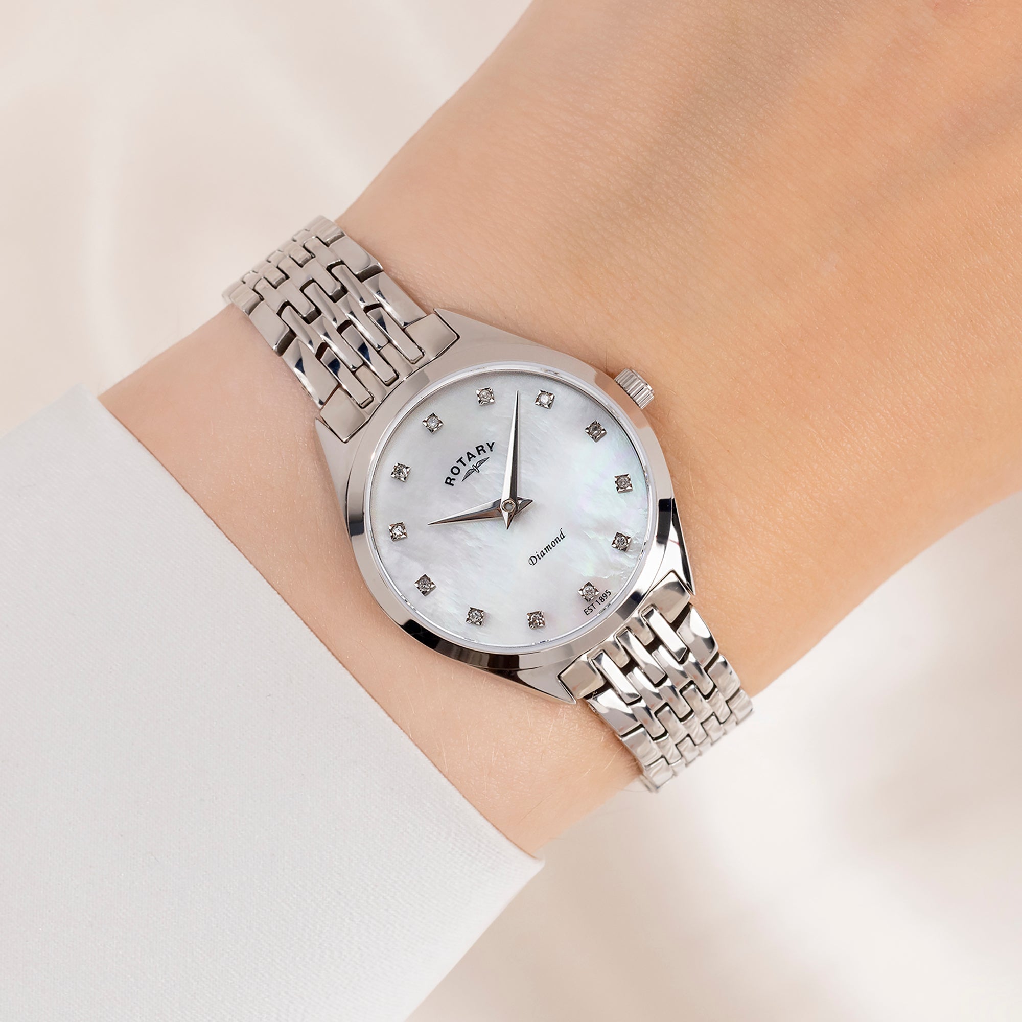 Rotary Ladies Ultra Slim Diamond Set Watch - LB08010/07/D