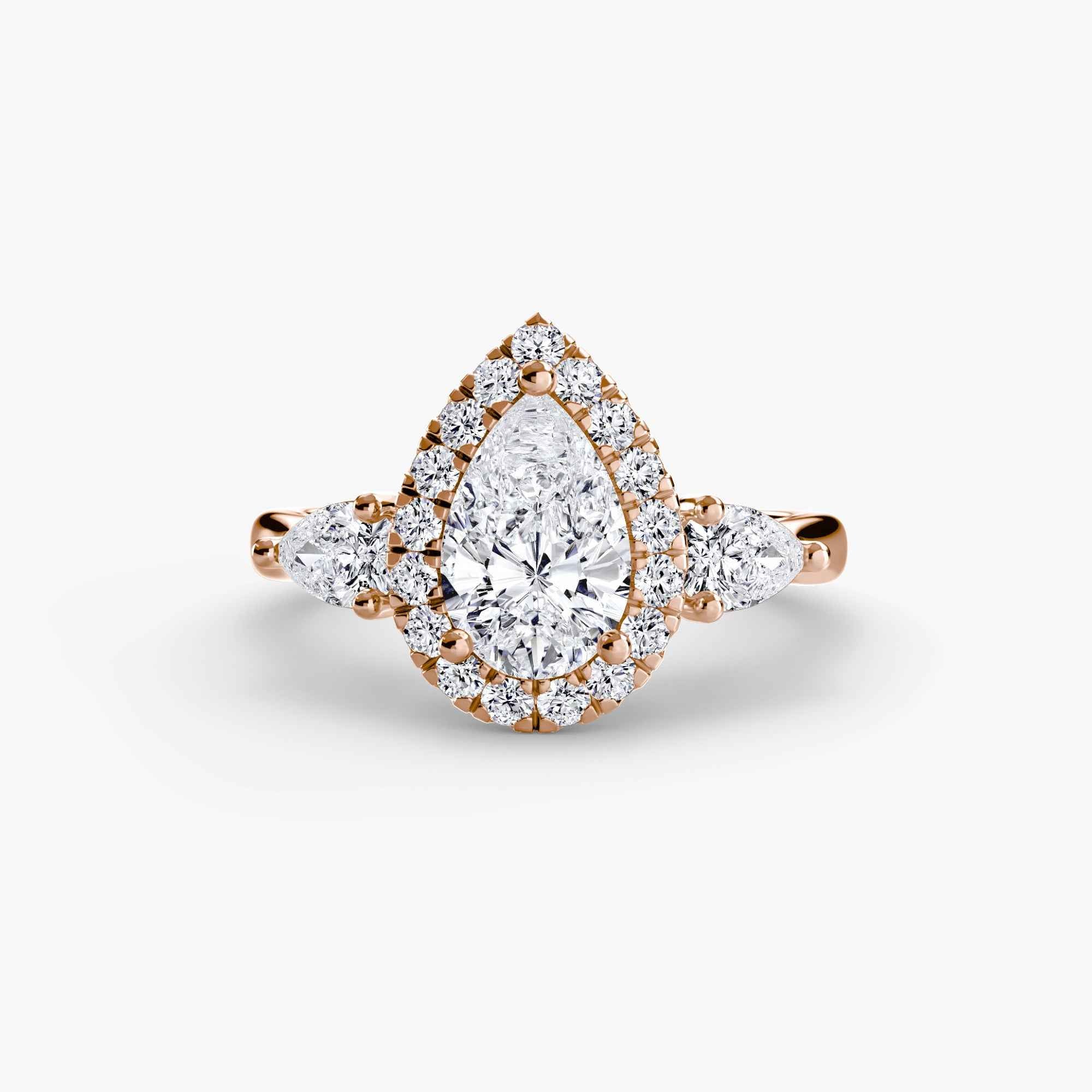Three-Stone Ring with Halo