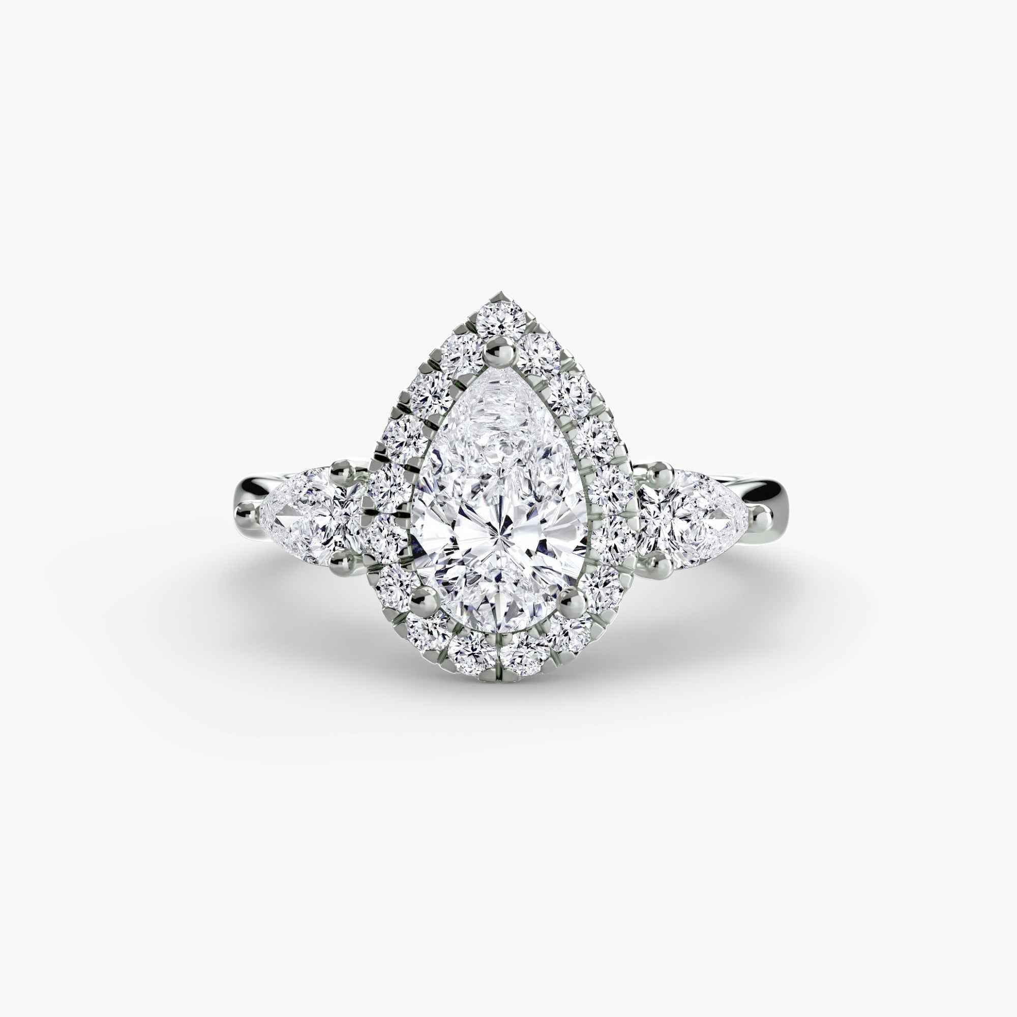 Three-Stone Ring with Halo