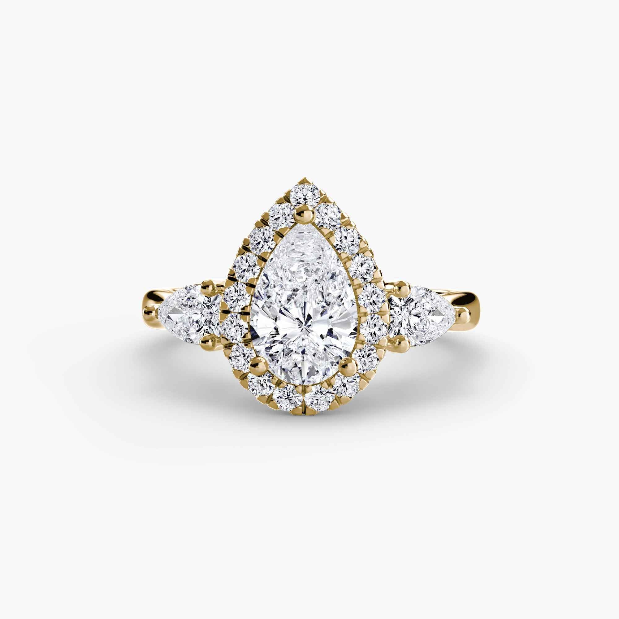 Three-Stone Ring with Halo