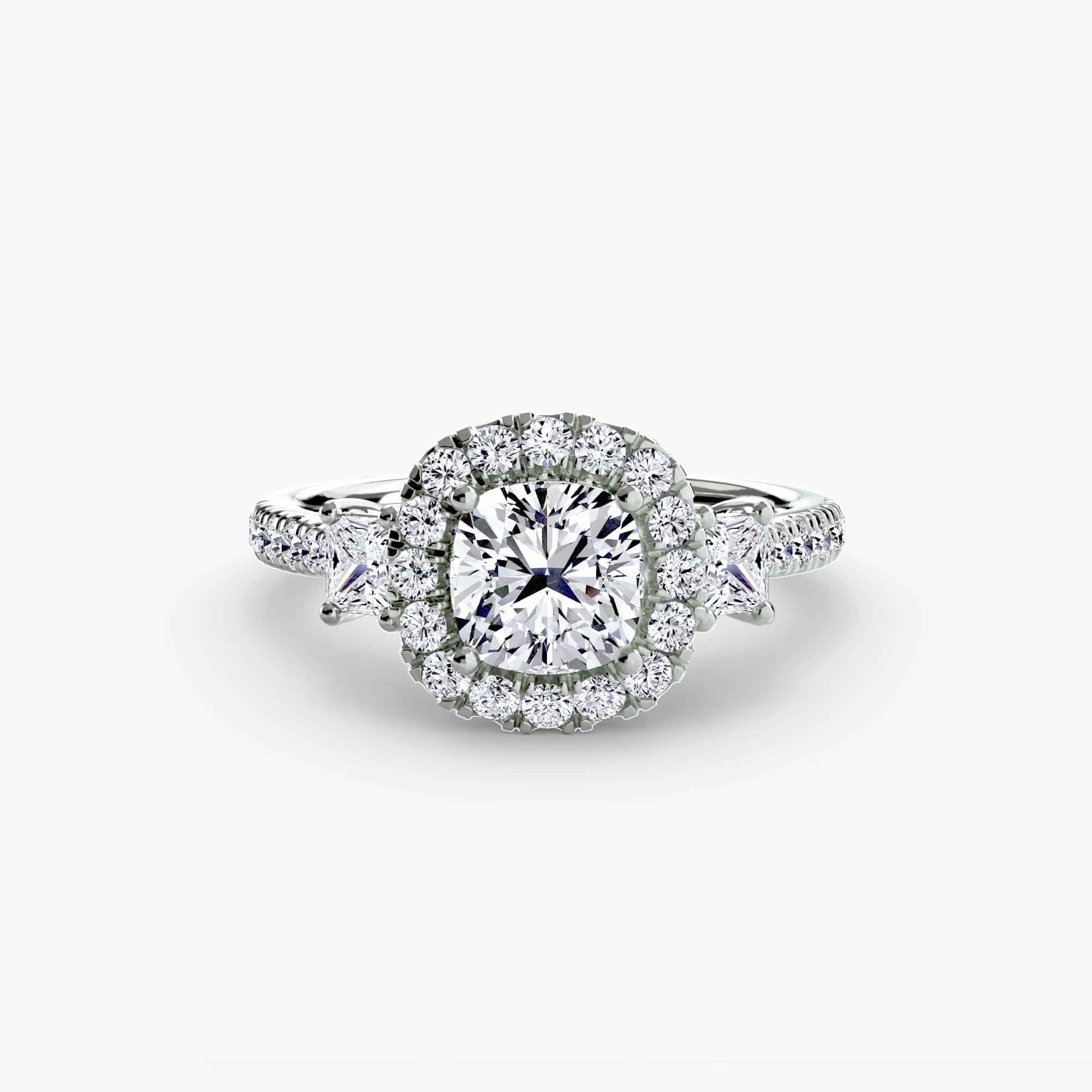 Three-Stone Ring with Halo 2