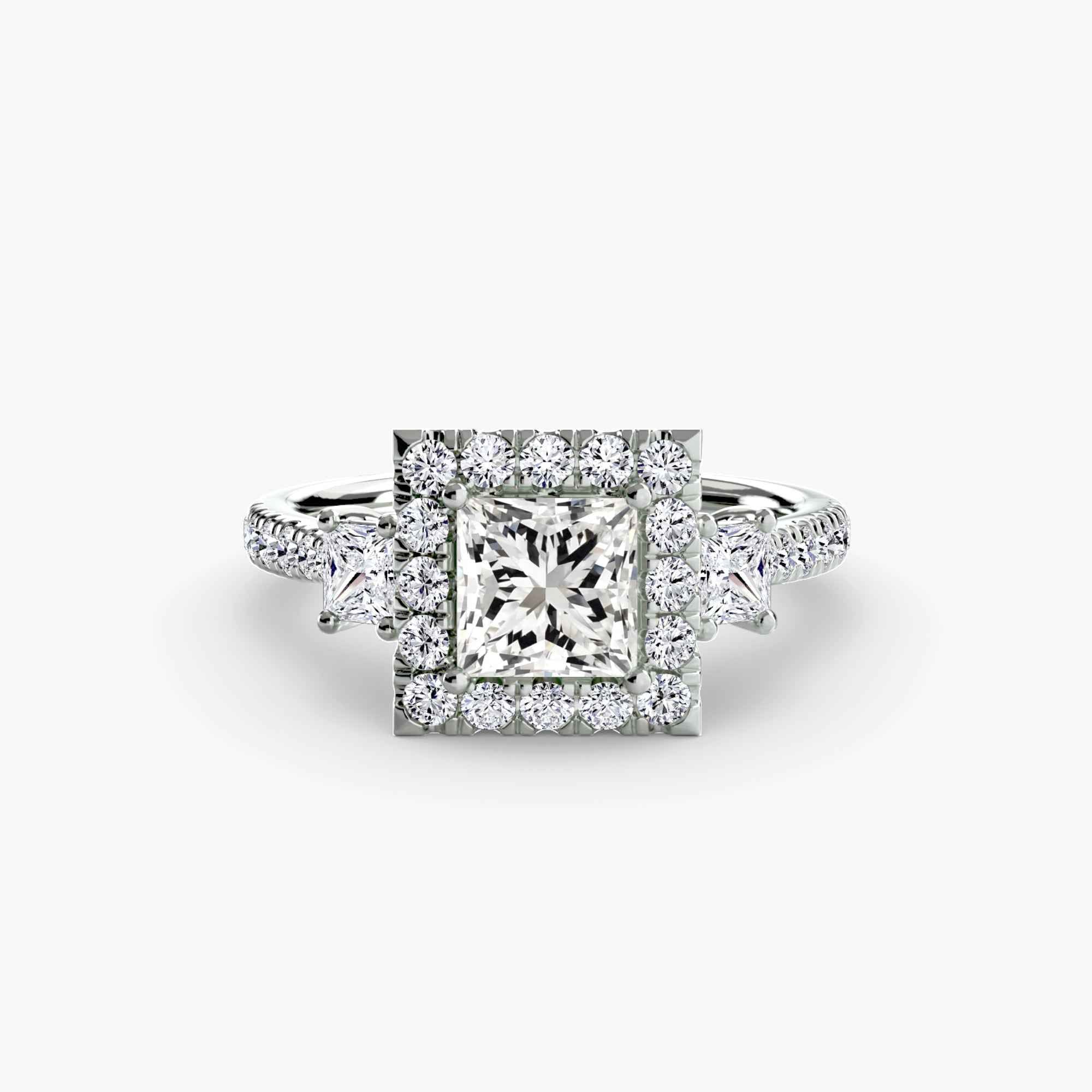 Three-Stone Ring with Halo 2