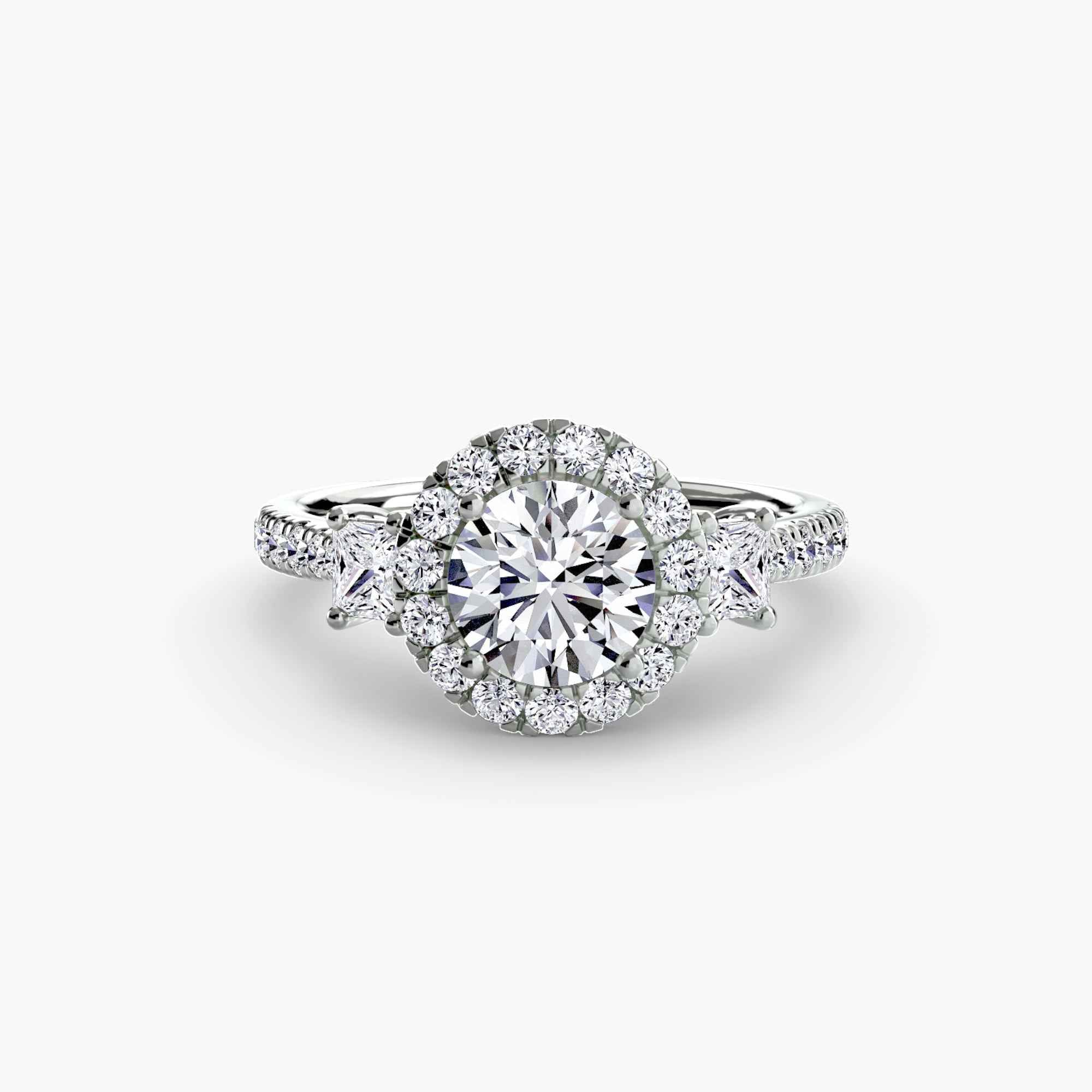 Three-Stone Ring with Halo 2