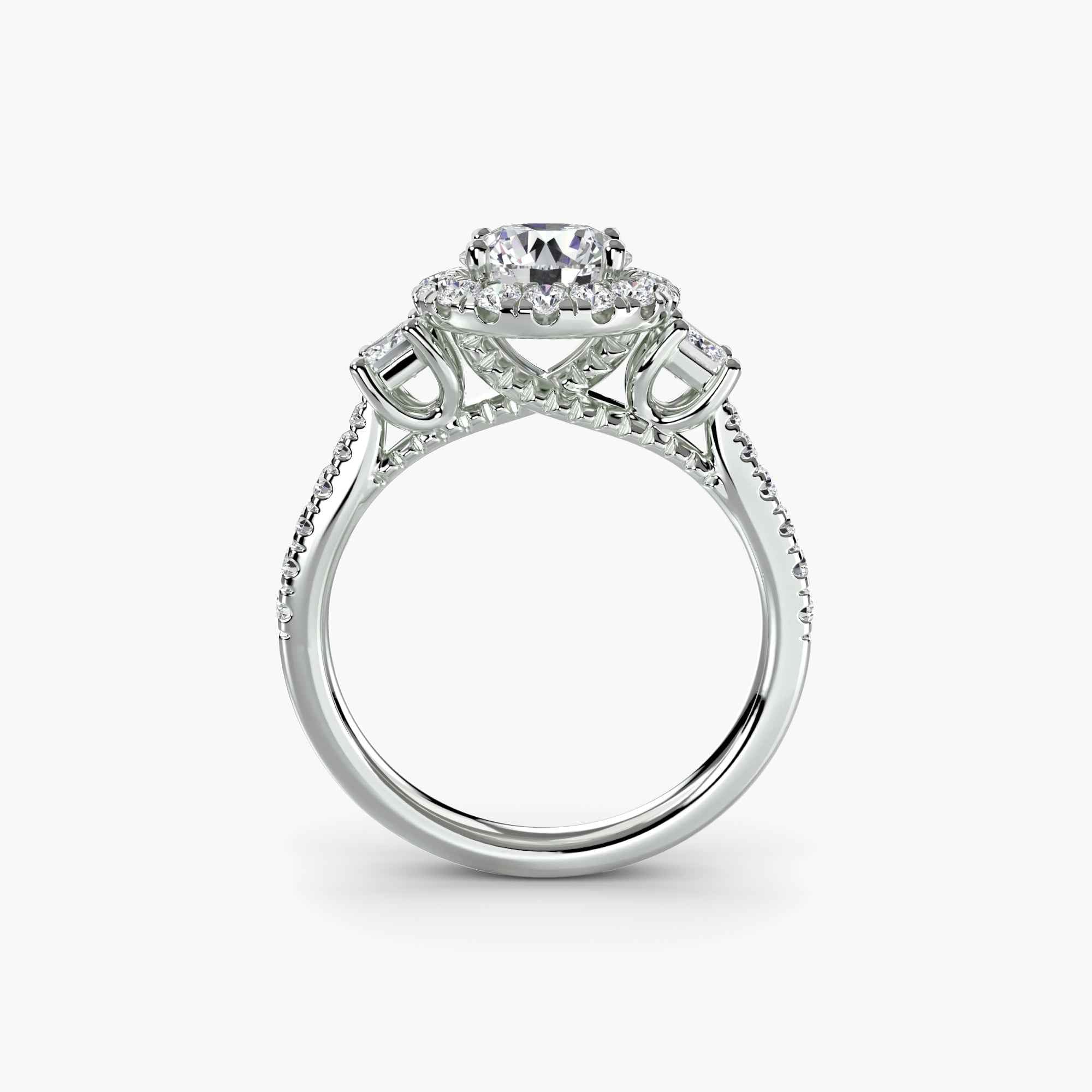 Three-Stone Ring with Halo 2