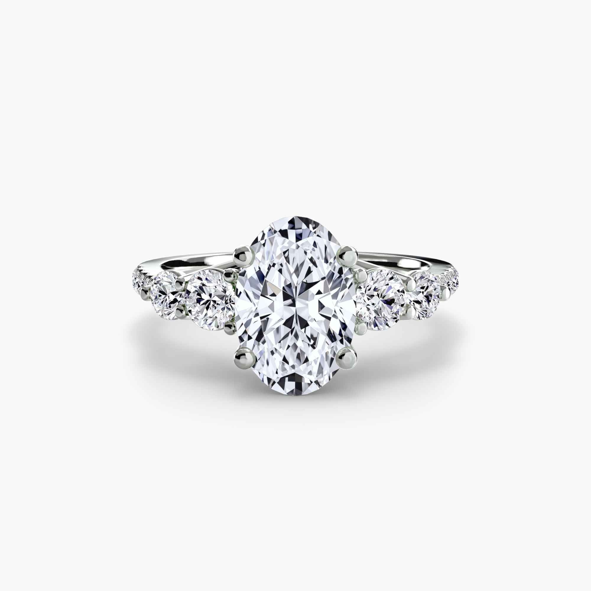 Five Stone Ring with Pavé Band