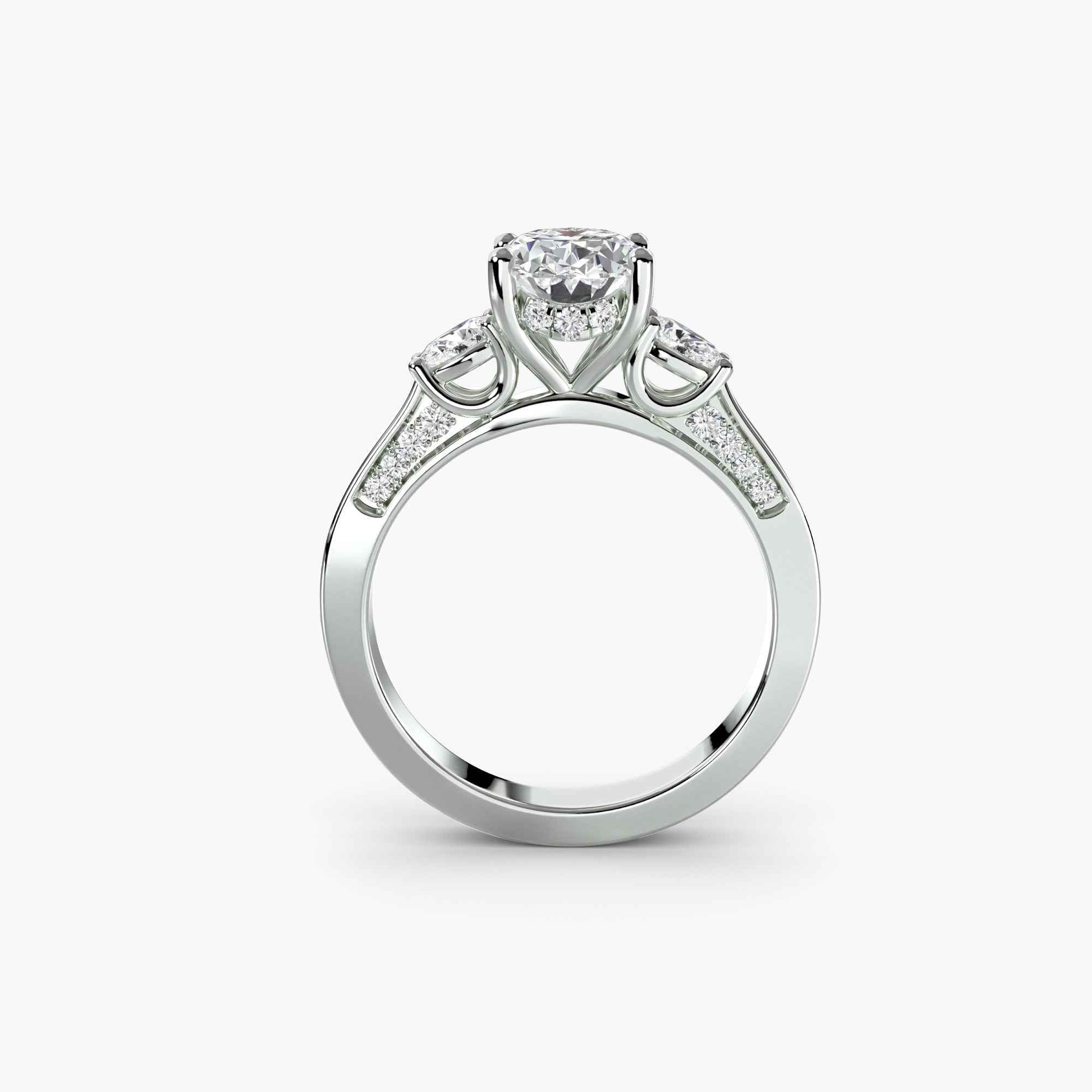 Three Stone with Pavé Shoulders