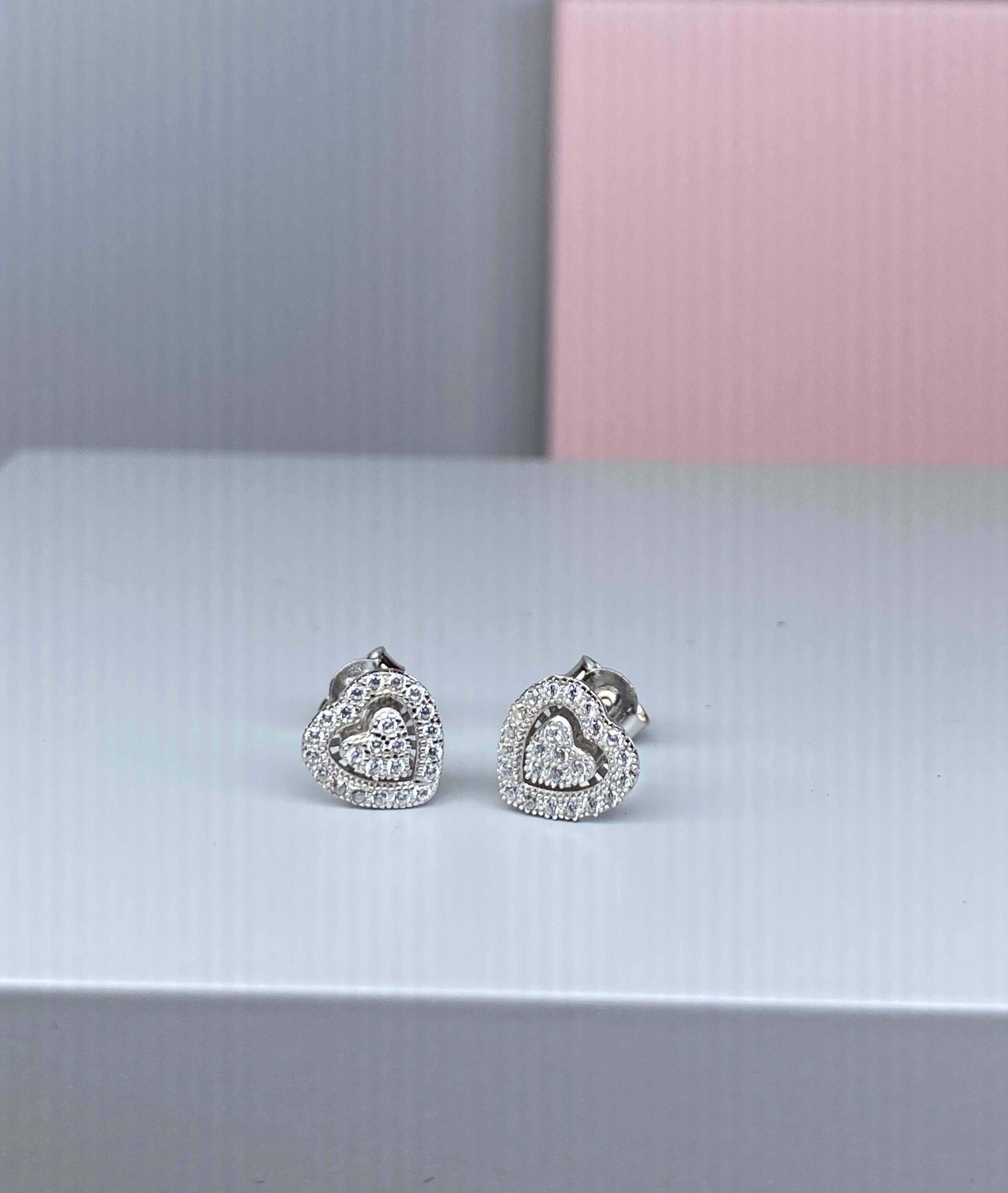 Sterling Silver Heart CZ Earrings - Hallmark Jewellers Formby & The Jewellers Bench Widnes