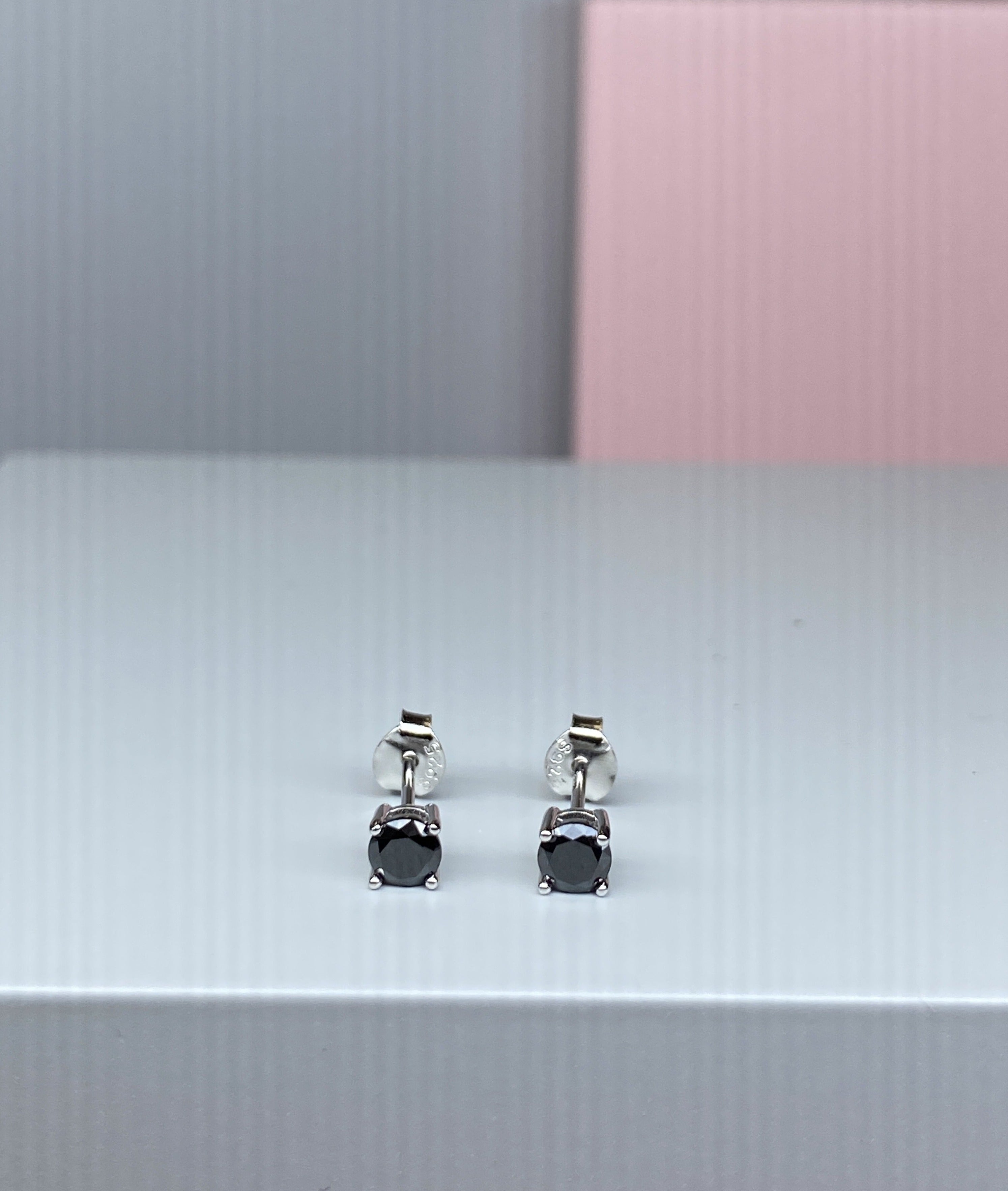 Sterling Silver Black CZ Earrings - 4.5mm - Hallmark Jewellers Formby & The Jewellers Bench Widnes