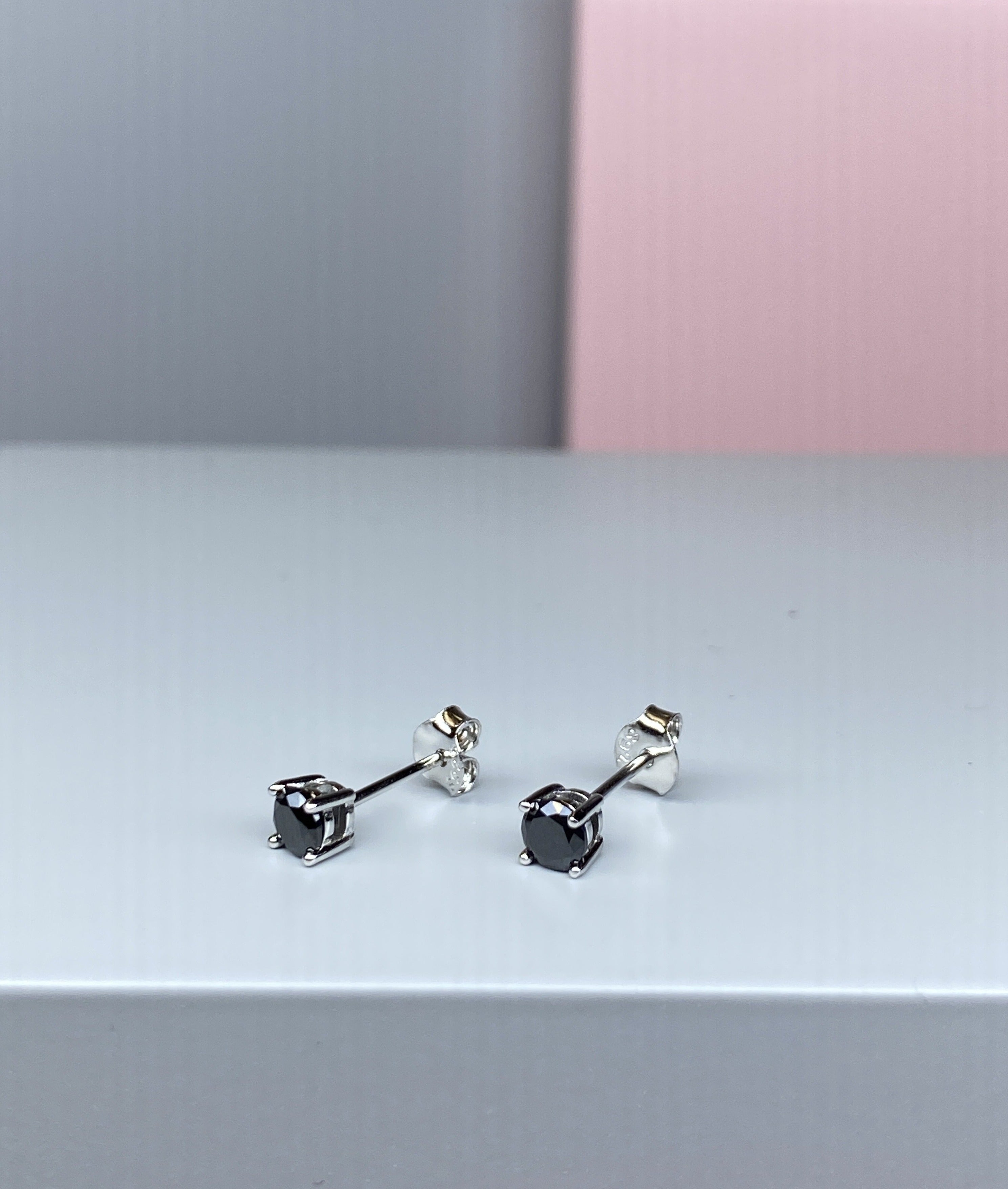 Sterling Silver Black CZ Earrings - 4.5mm - Hallmark Jewellers Formby & The Jewellers Bench Widnes