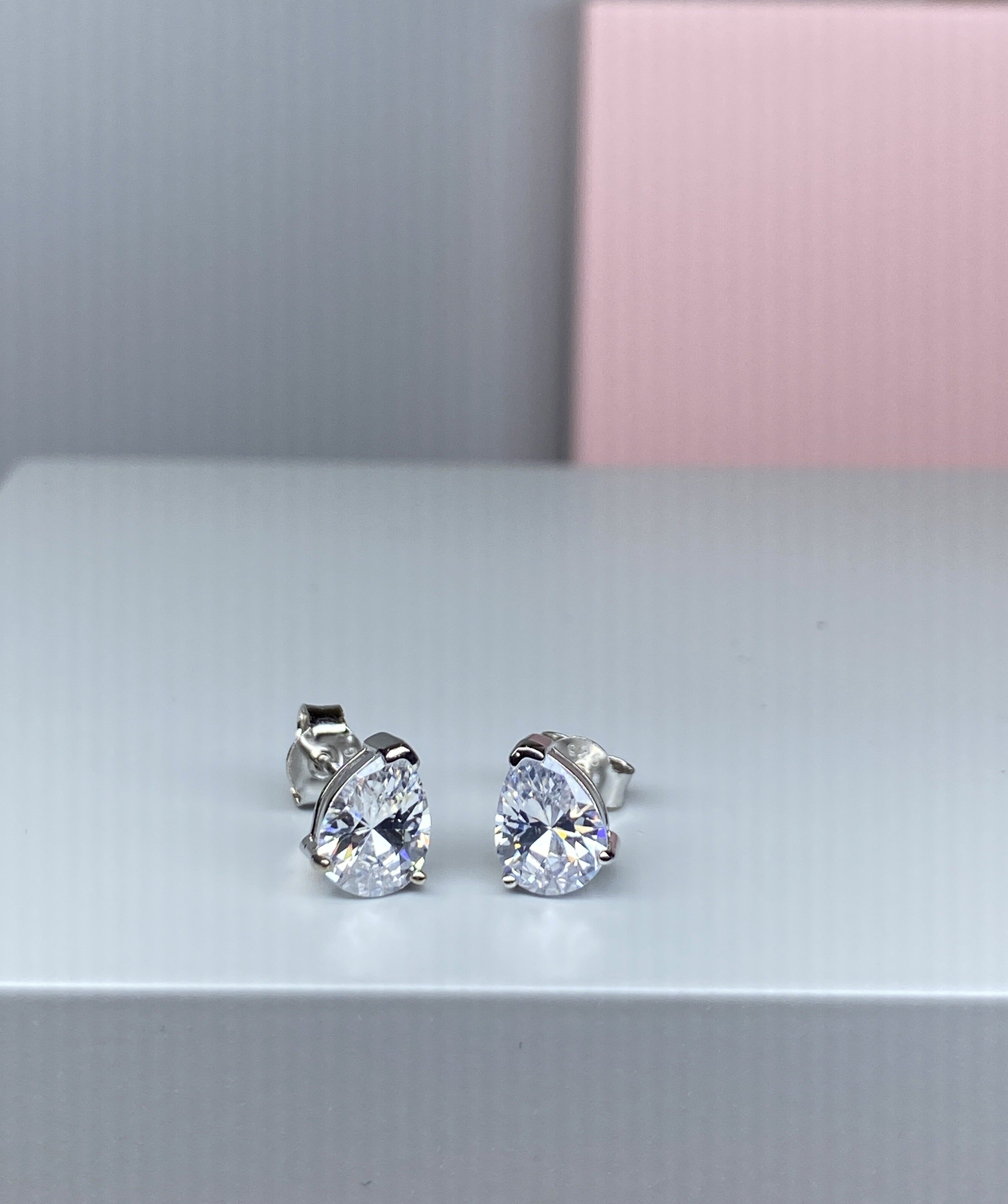 Sterling Silver Pear Shape CZ Earrings - 8.5mm - Hallmark Jewellers Formby & The Jewellers Bench Widnes