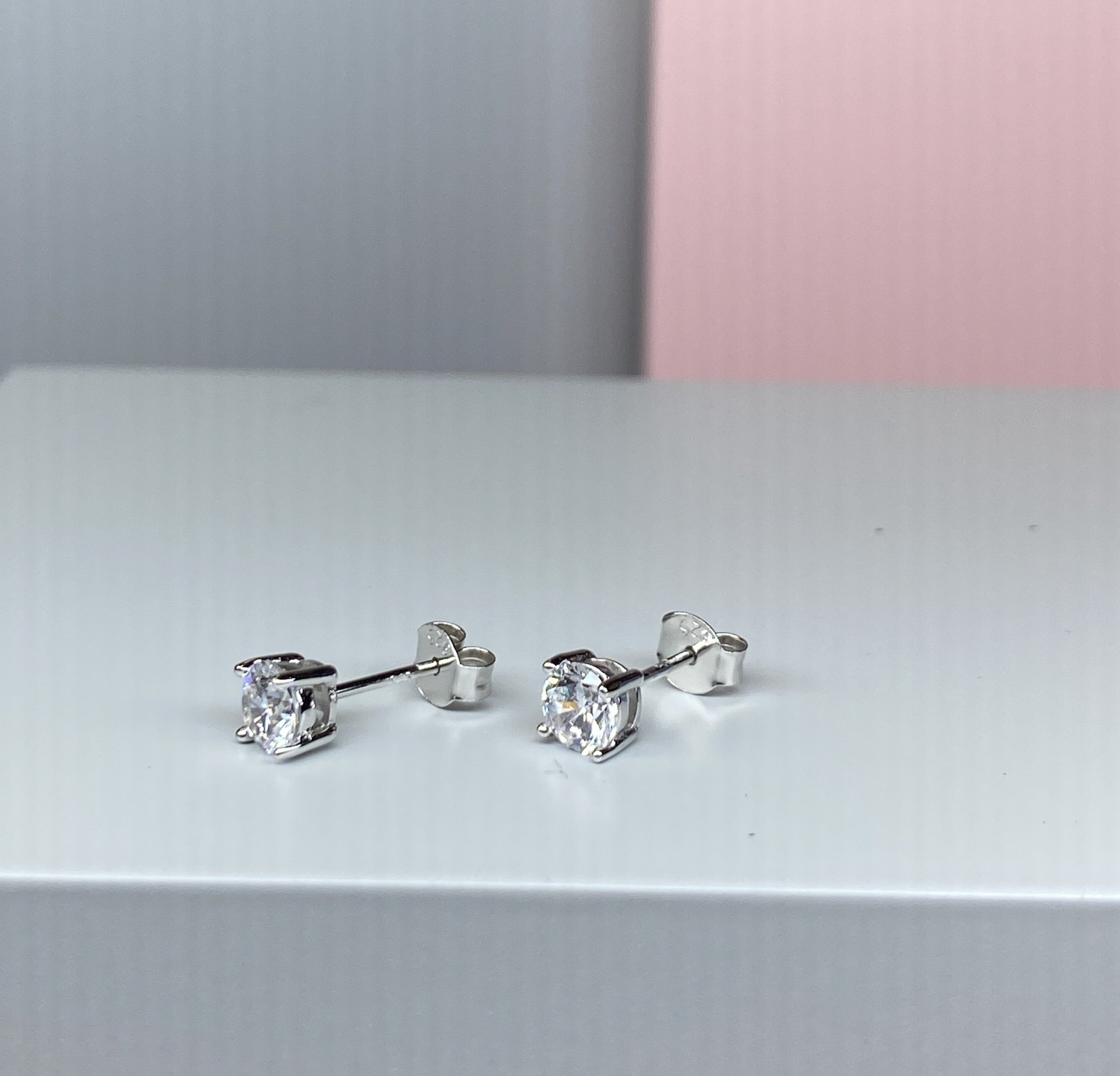 Sterling Silver Round CZ Earrings - 5mm - Hallmark Jewellers Formby & The Jewellers Bench Widnes