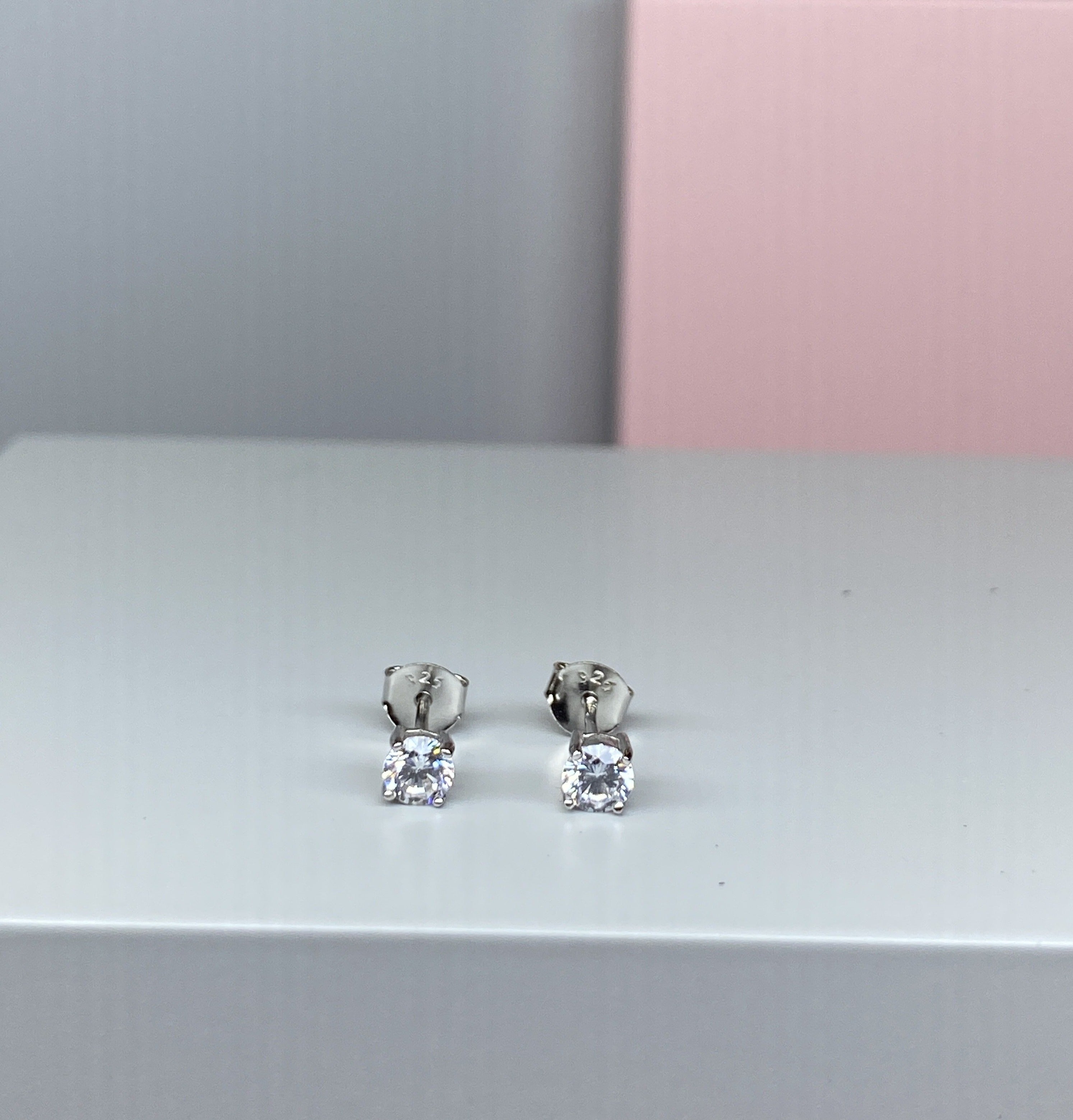 Sterling Silver Round CZ Earrings - 4mm - Hallmark Jewellers Formby & The Jewellers Bench Widnes