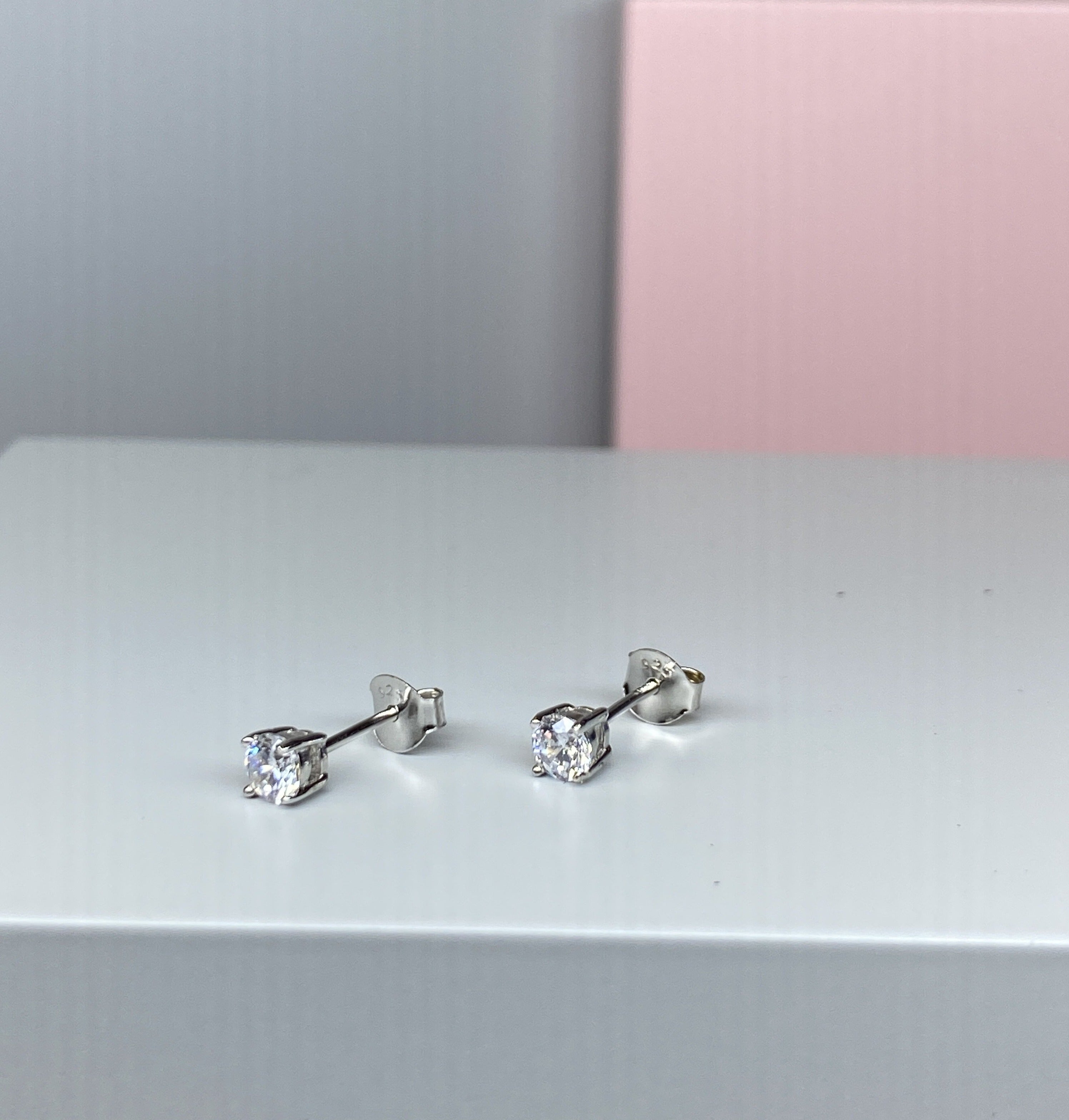 Sterling Silver Round CZ Earrings - 4mm - Hallmark Jewellers Formby & The Jewellers Bench Widnes