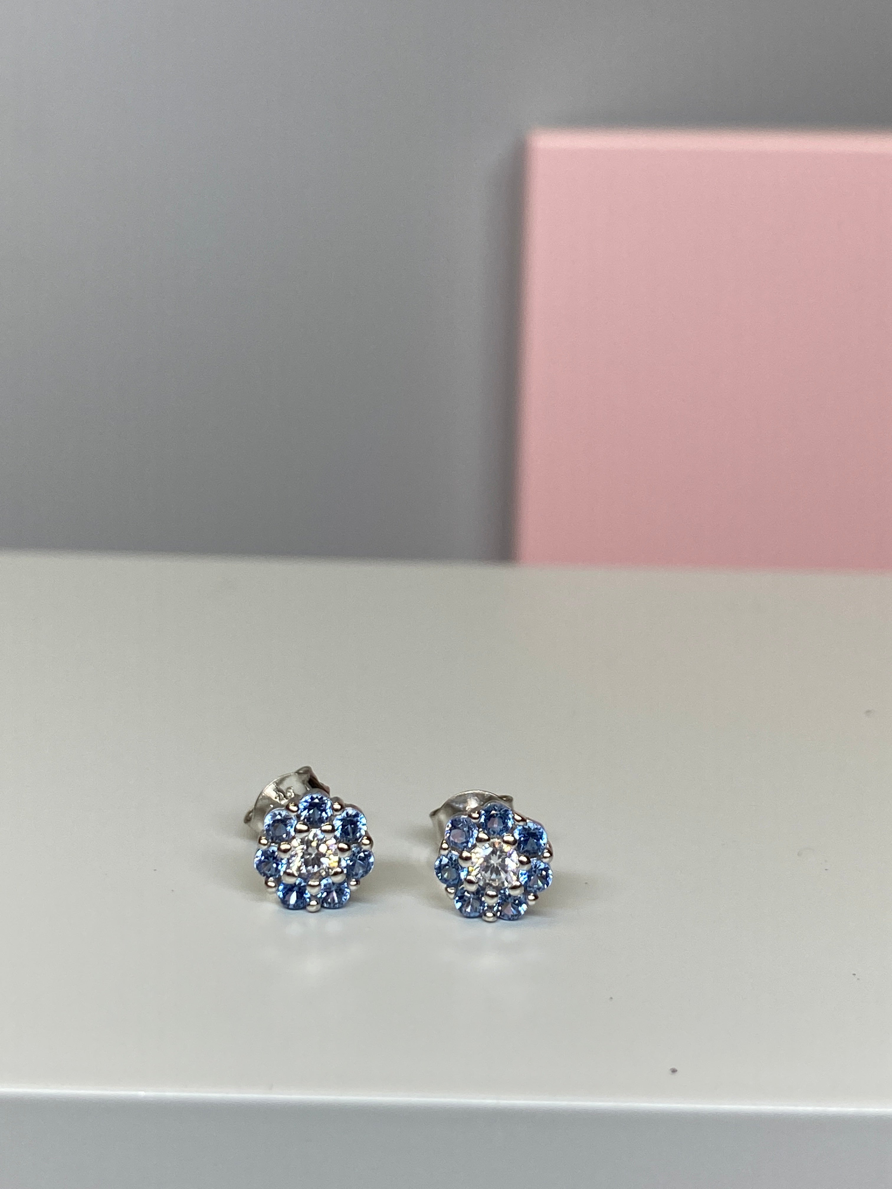 Sterling Silver Light Blue and White CZ Earrings - Hallmark Jewellers Formby & The Jewellers Bench Widnes