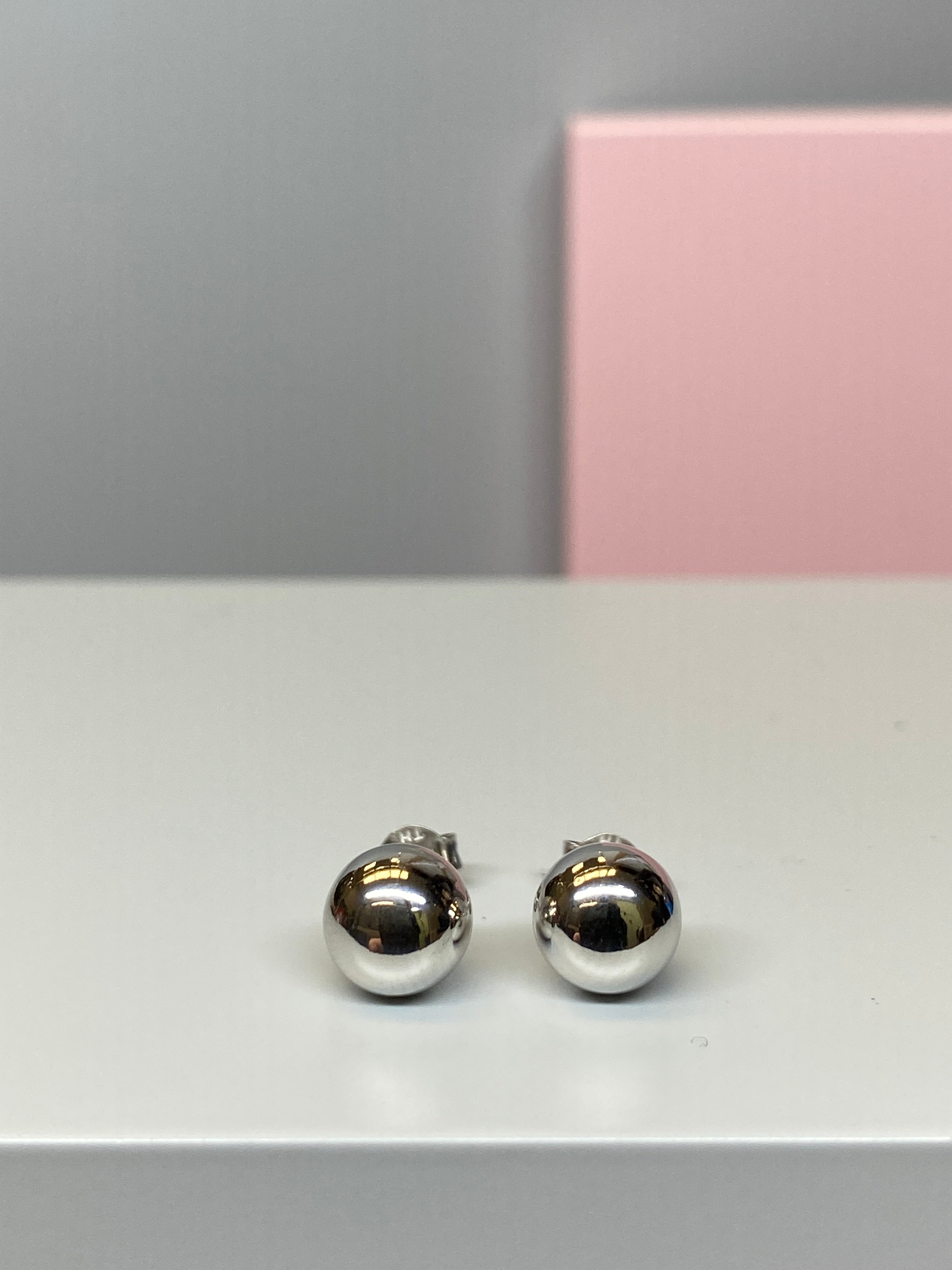 Sterling Silver Plain Bead Earrings - 8mm - Hallmark Jewellers Formby & The Jewellers Bench Widnes