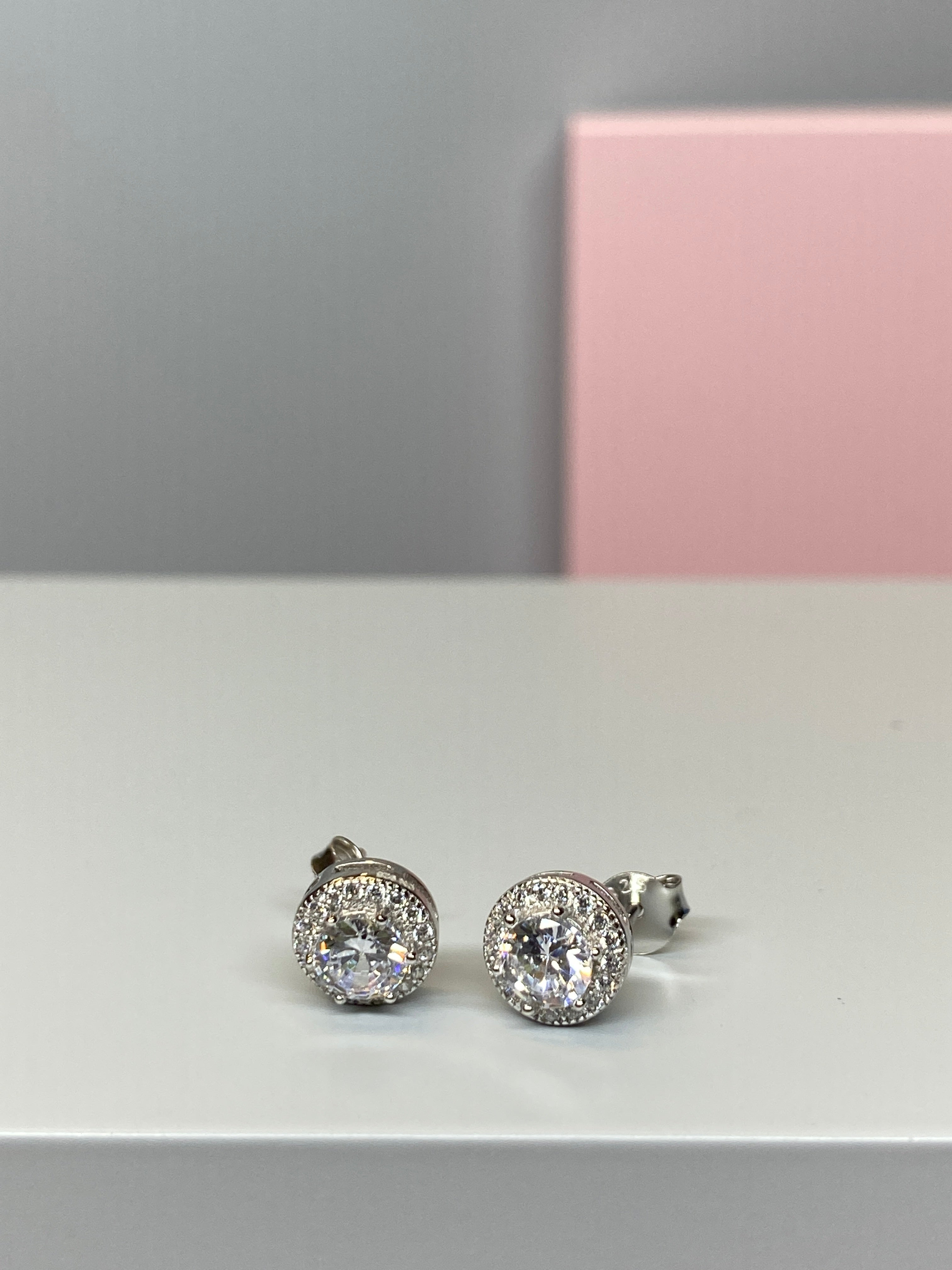 Sterling Silver Halo CZ Earrings - 8mm - Hallmark Jewellers Formby & The Jewellers Bench Widnes