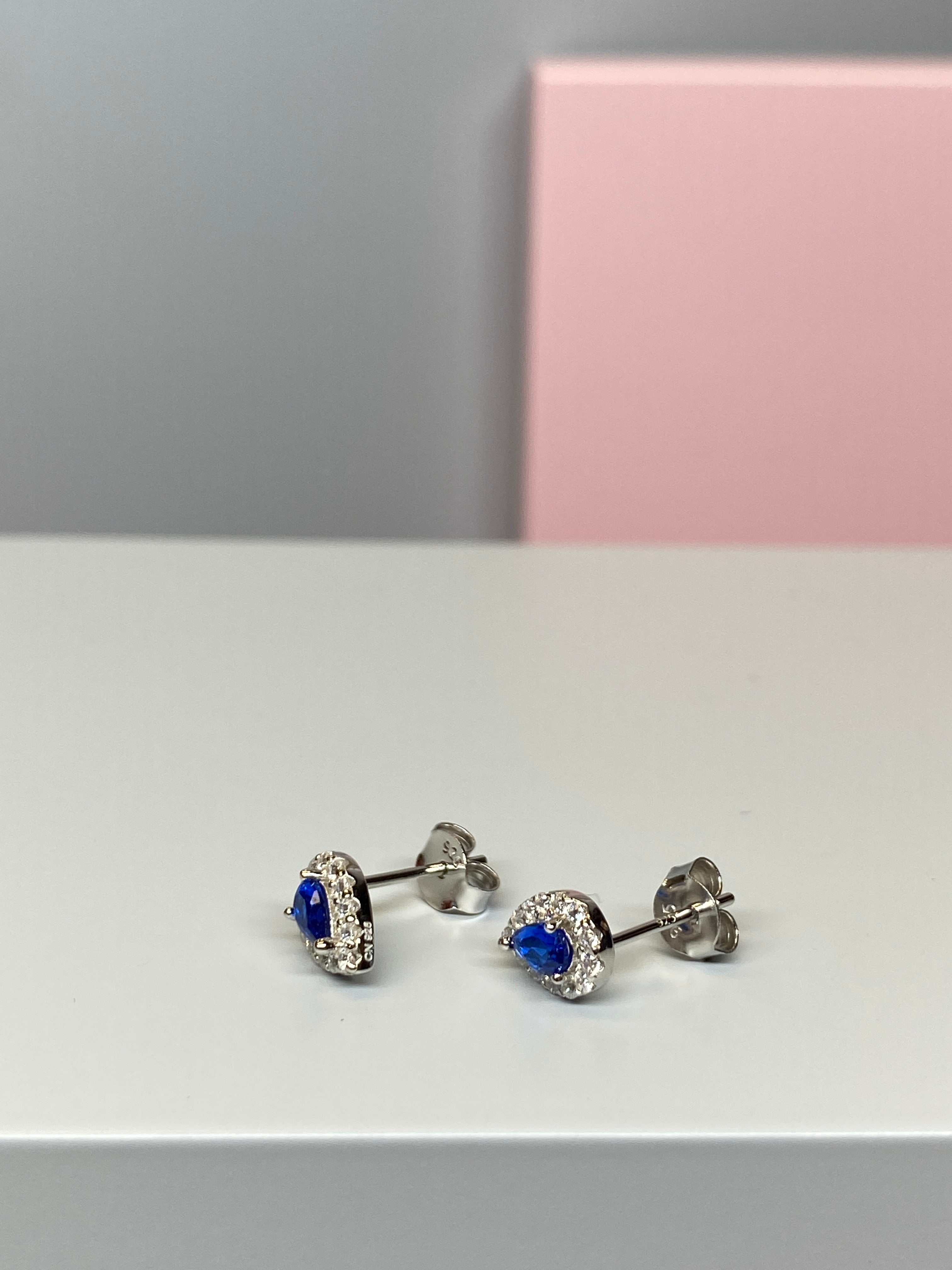 Sterling Silver Pear Shaped Blue and CZ Earrings - Hallmark Jewellers Formby & The Jewellers Bench Widnes