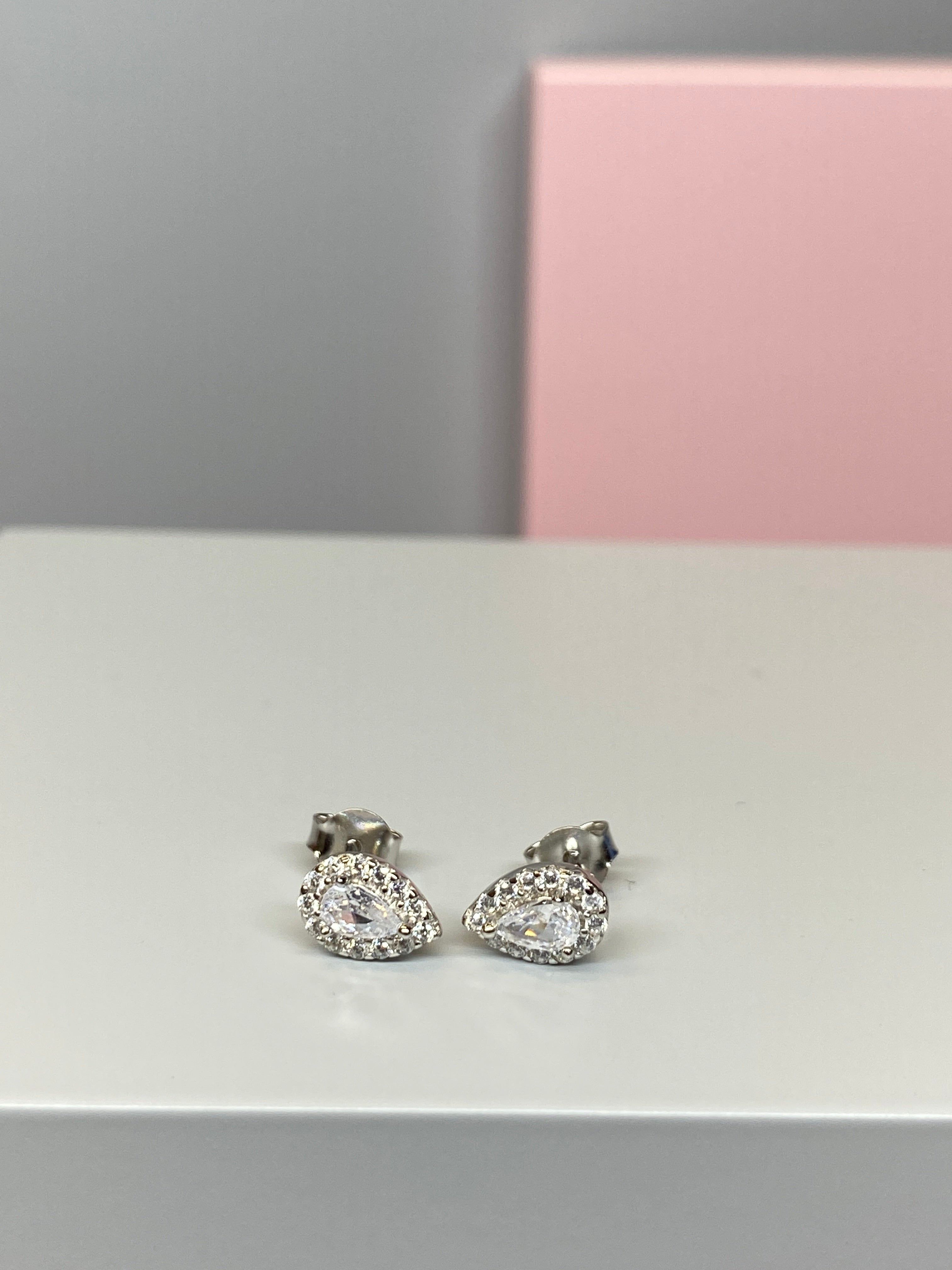 Sterling Silver Pear Shaped White and CZ Earrings - Hallmark Jewellers Formby & The Jewellers Bench Widnes