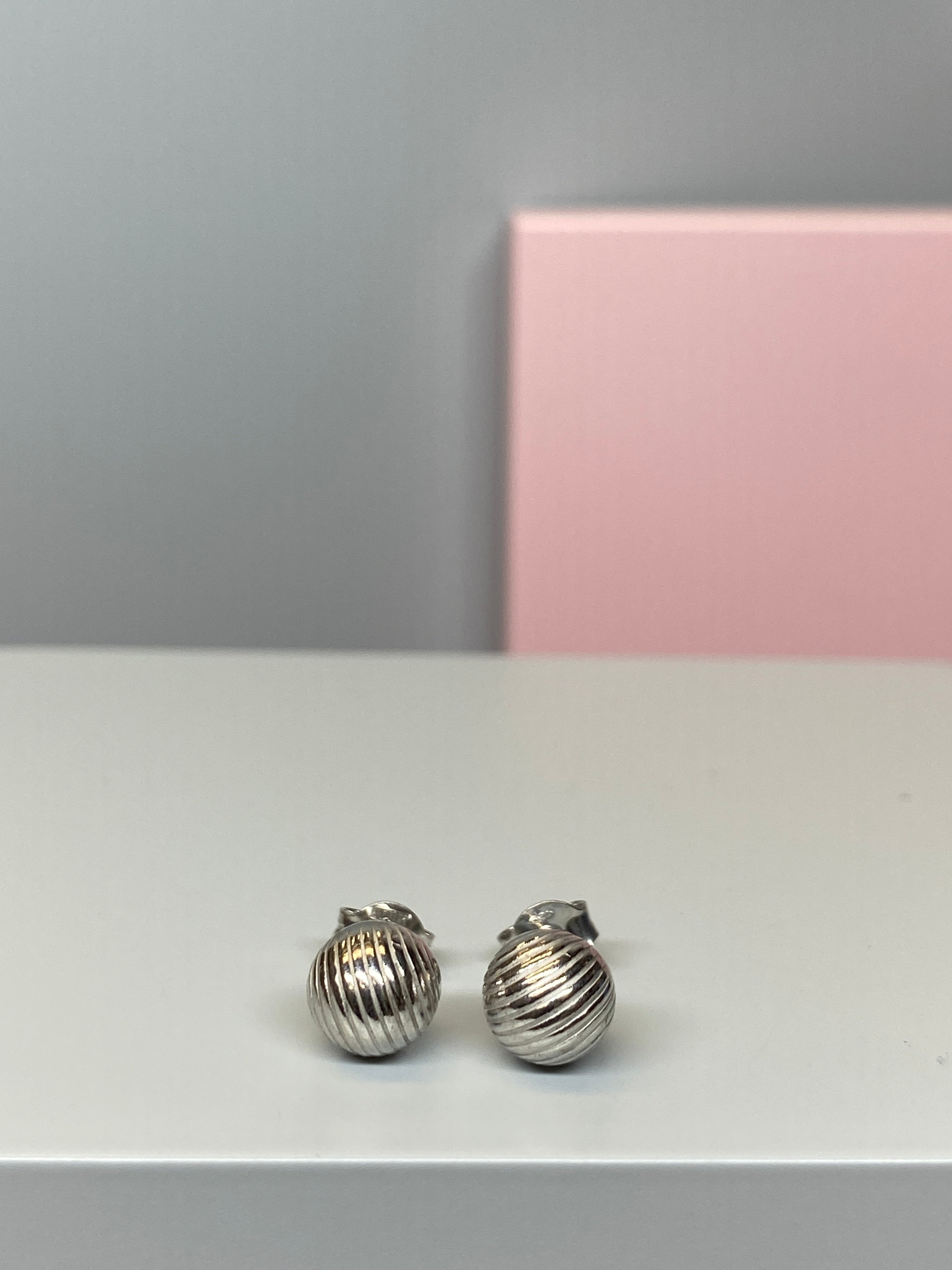 Sterling Silver Patterned Bead Earrings - 8mm - Hallmark Jewellers Formby & The Jewellers Bench Widnes