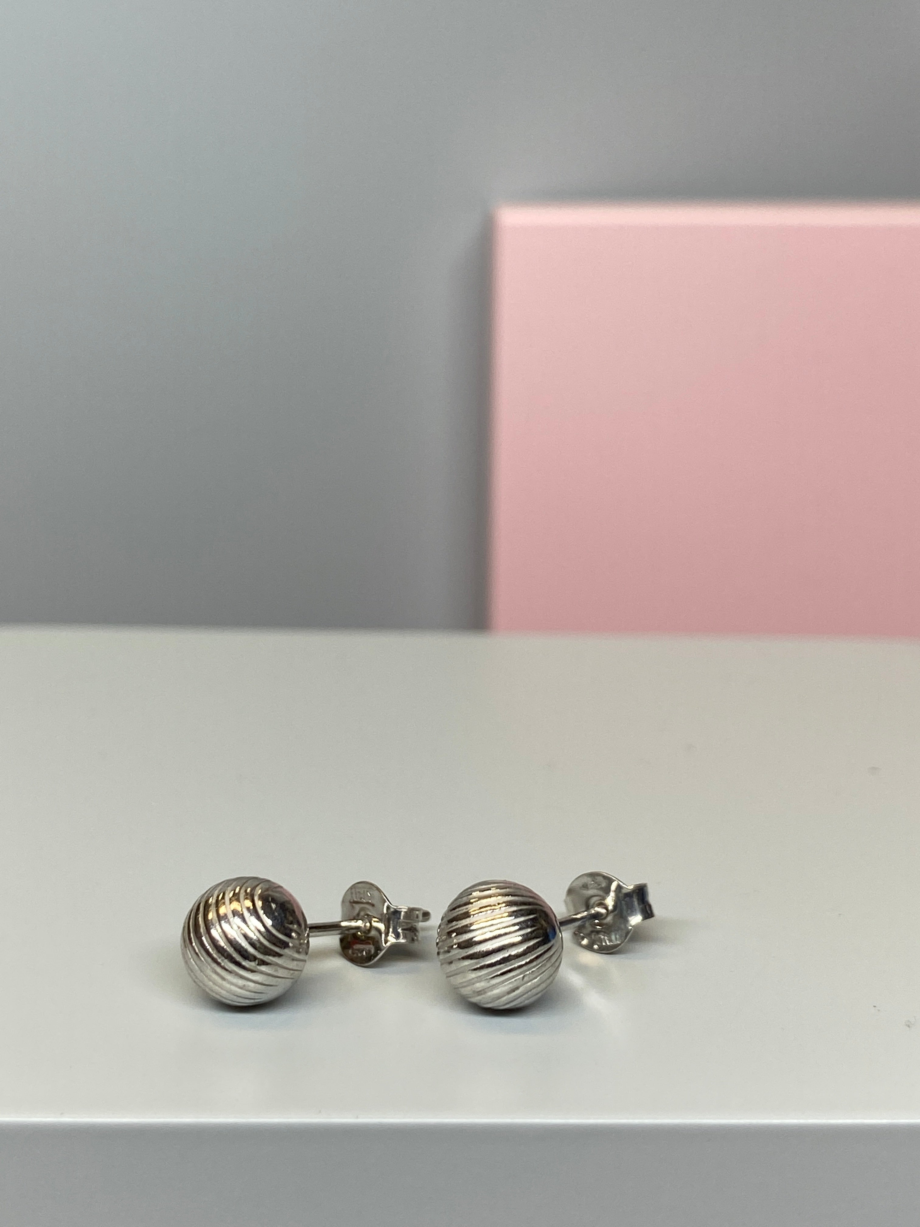 Sterling Silver Patterned Bead Earrings - 8mm - Hallmark Jewellers Formby & The Jewellers Bench Widnes