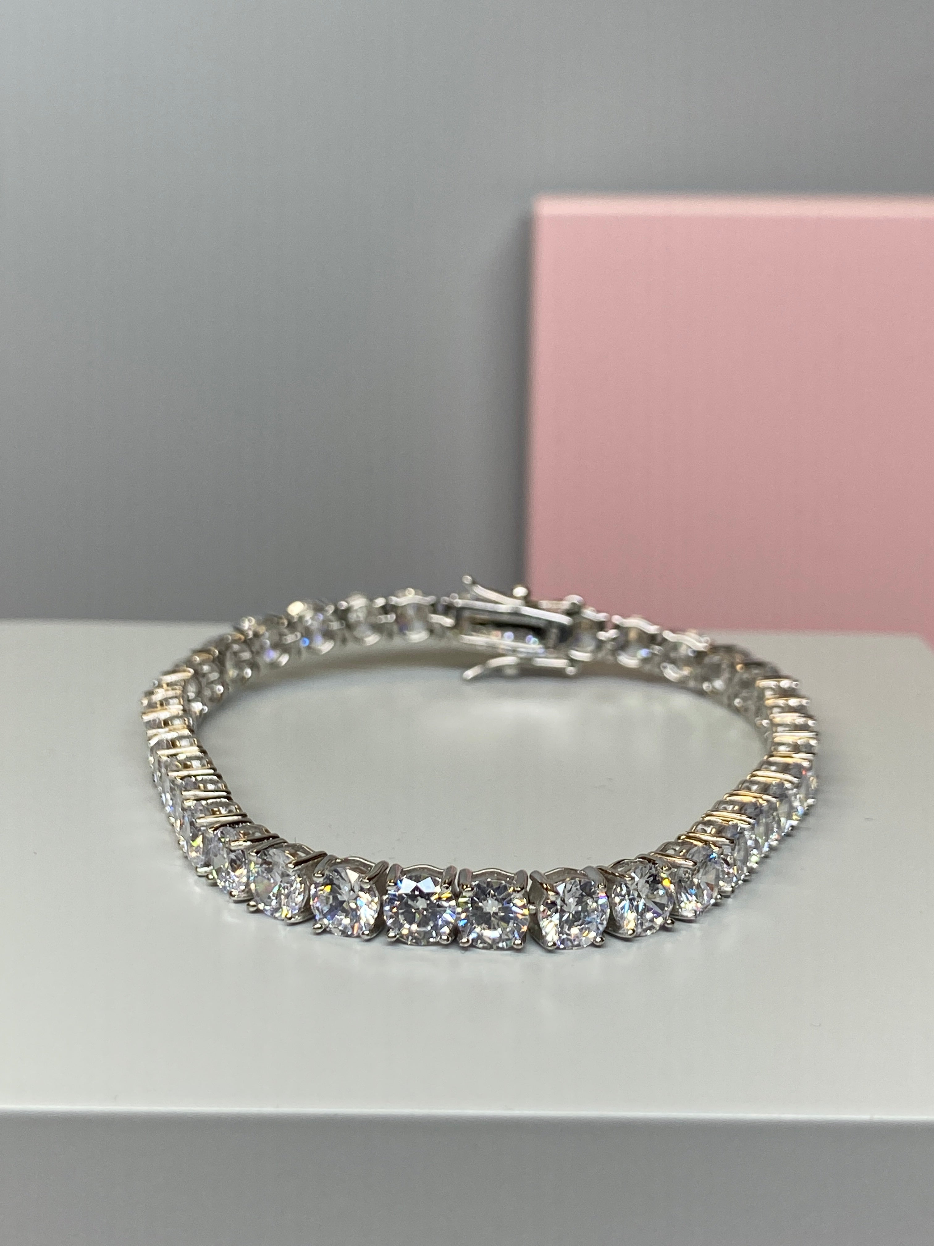 Silver cz tennis bracelet discount