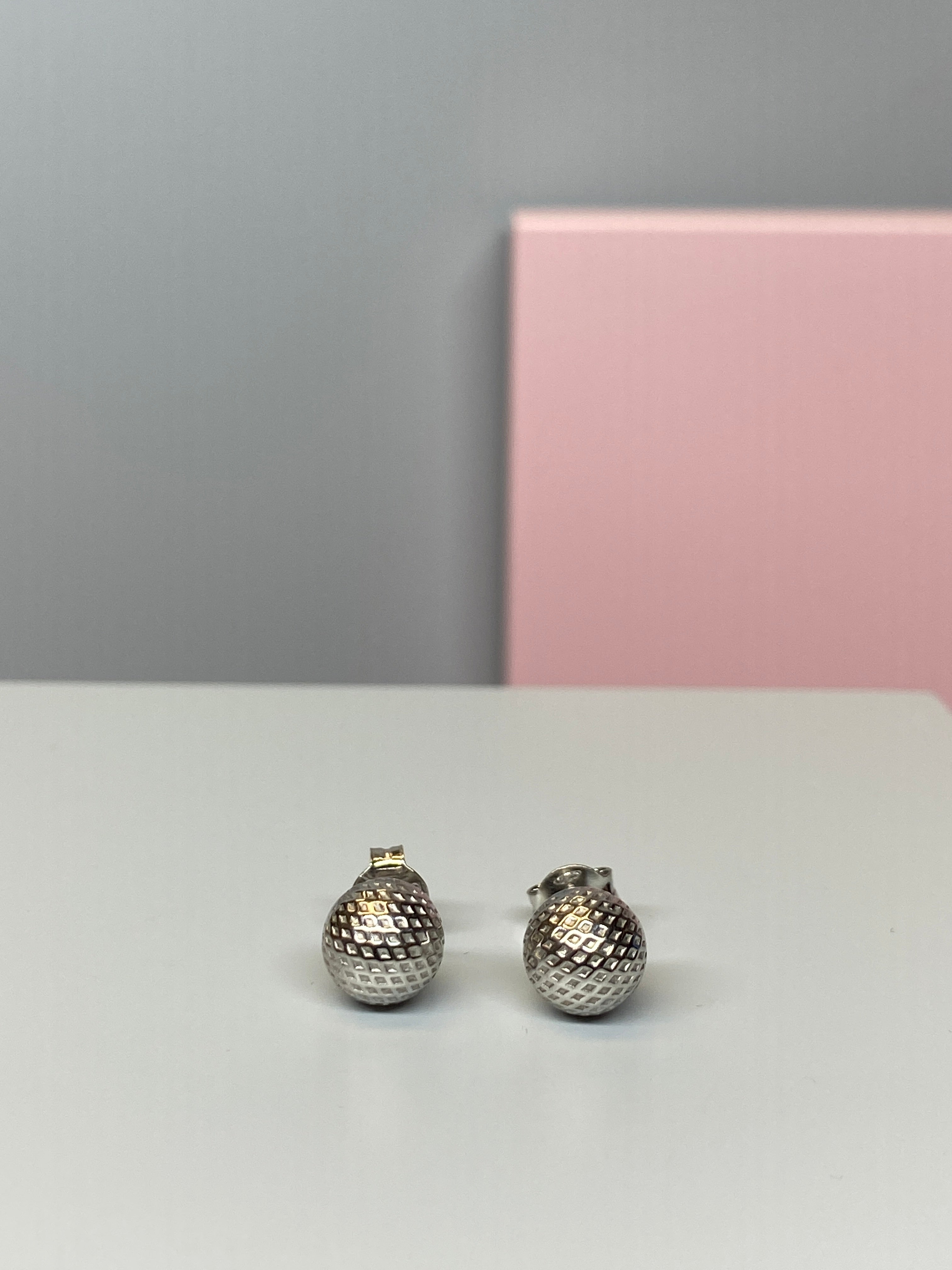 Sterling Silver Patterned Bead Earrings - 8mm - Hallmark Jewellers Formby & The Jewellers Bench Widnes