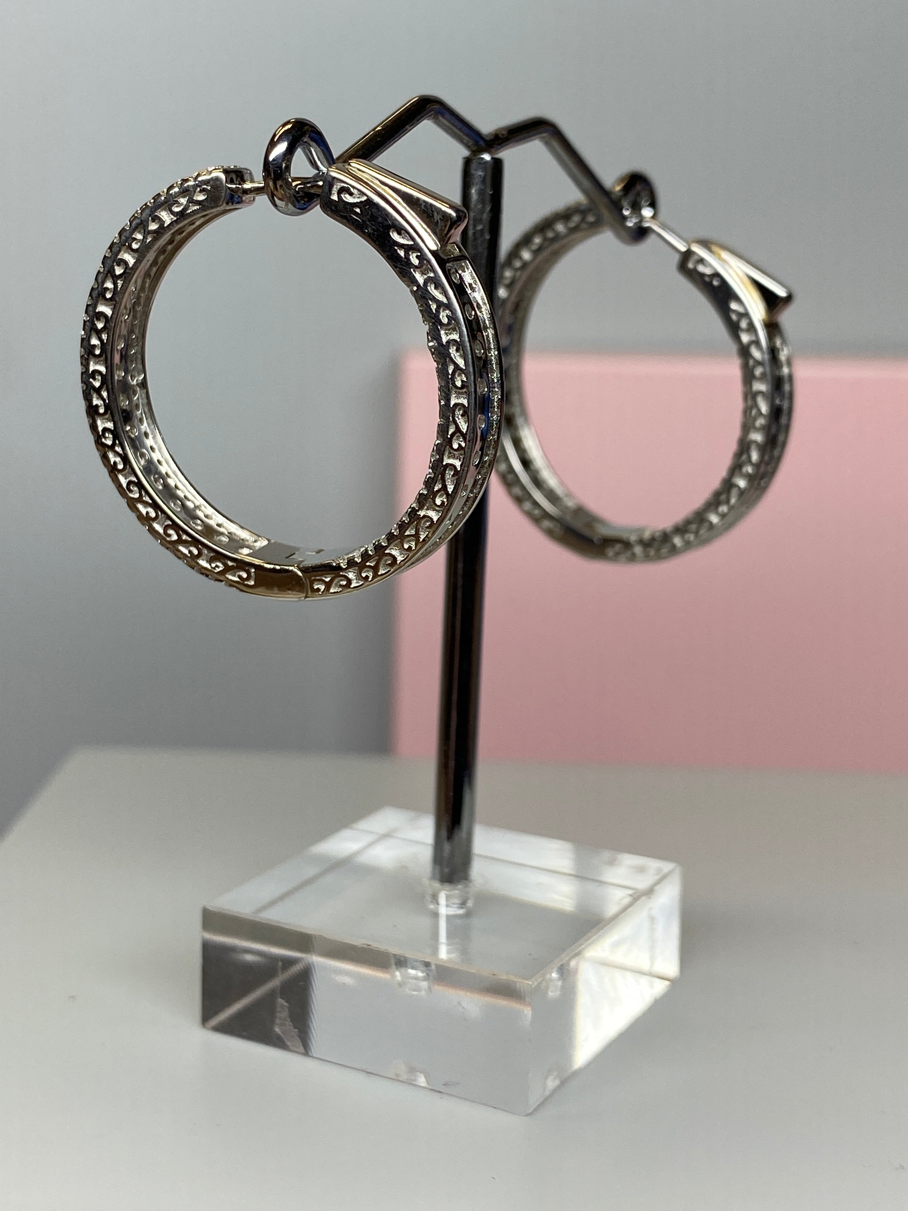 Sterling Silver Hoop & CZ Earrings - Hallmark Jewellers Formby & The Jewellers Bench Widnes