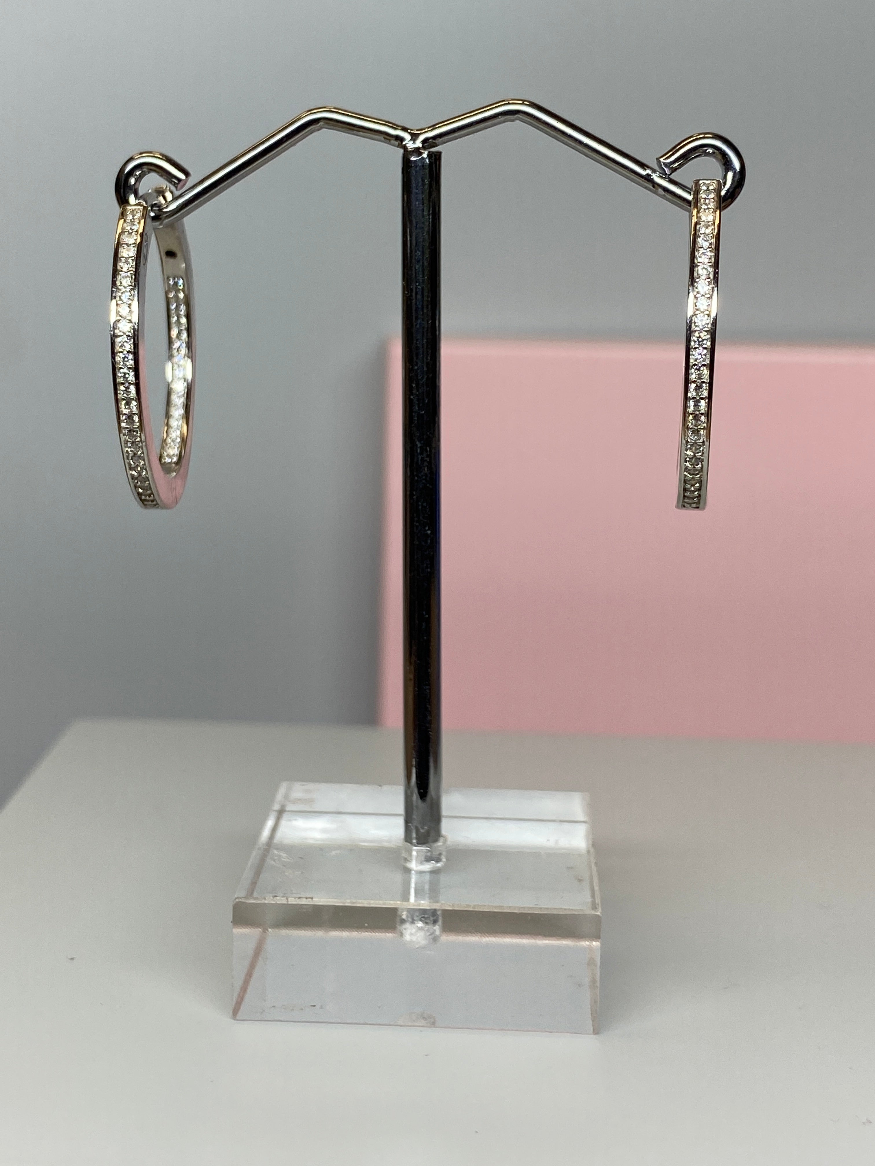 Sterling Silver Hoop & CZ Earrings - Hallmark Jewellers Formby & The Jewellers Bench Widnes