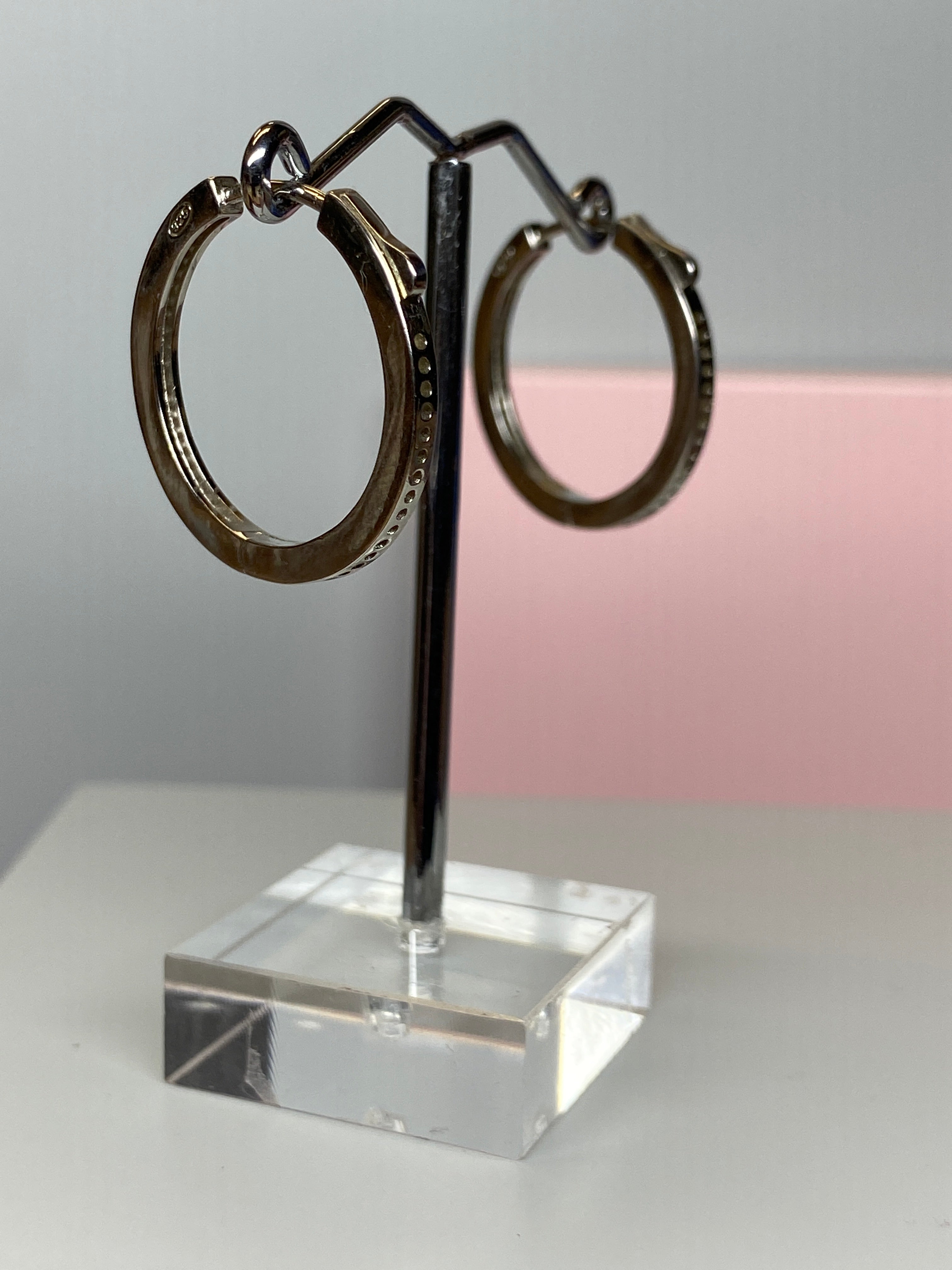 Sterling Silver Hoop & CZ Earrings - Hallmark Jewellers Formby & The Jewellers Bench Widnes