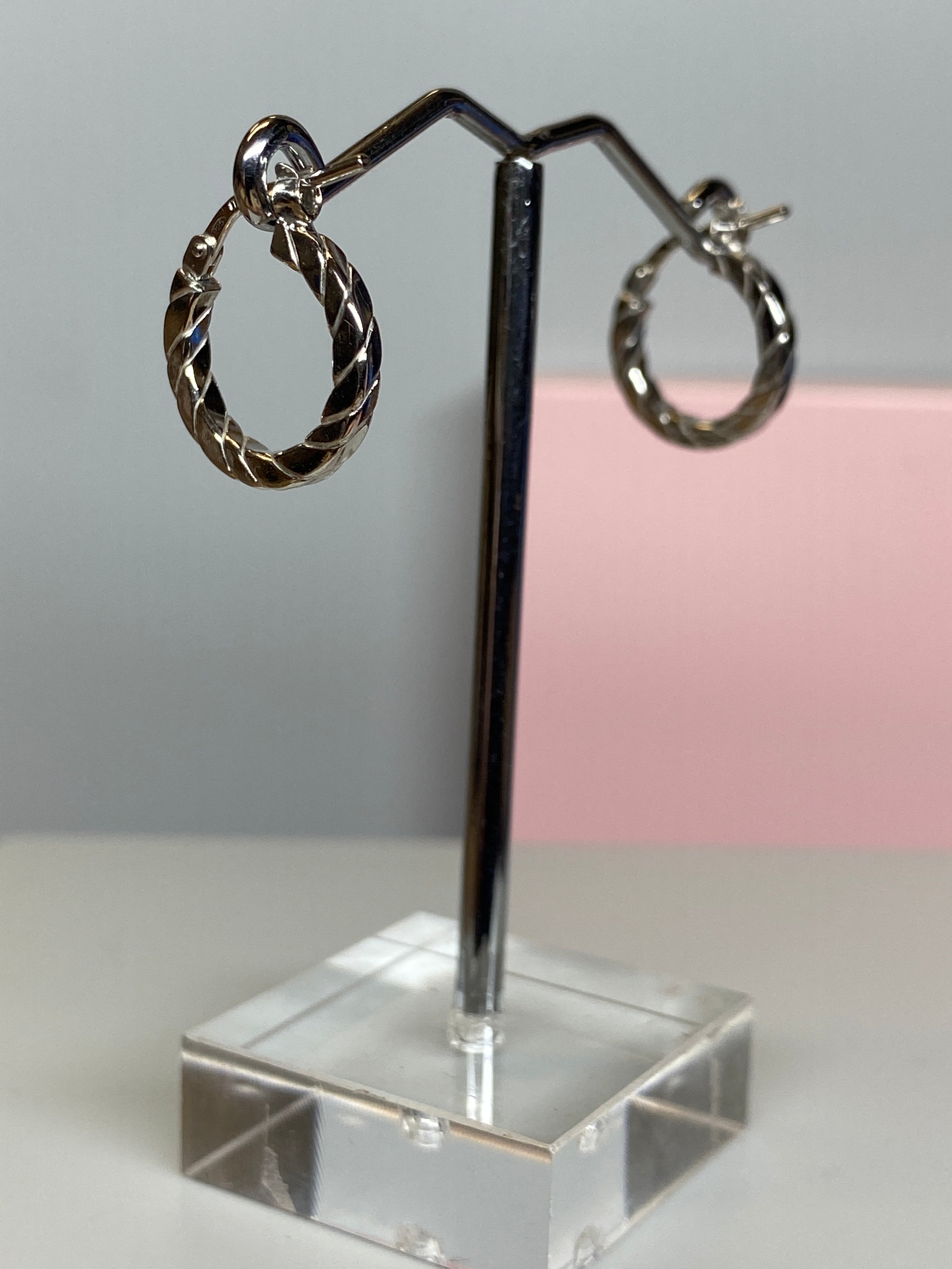 Sterling Silver Pattern Hoop Earrings - Hallmark Jewellers Formby & The Jewellers Bench Widnes