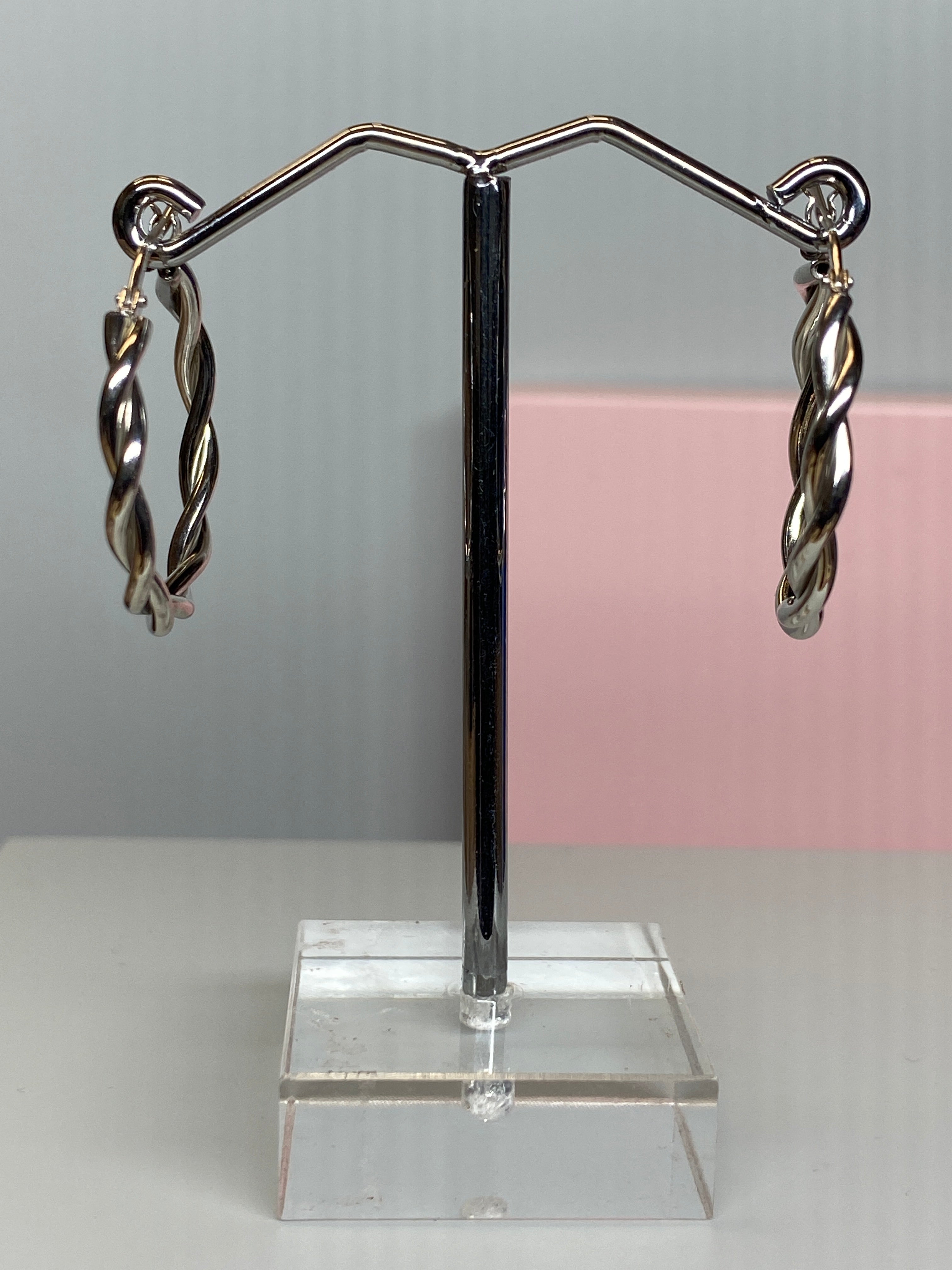 Sterling Silver Hoop Twist Earrings - Hallmark Jewellers Formby & The Jewellers Bench Widnes
