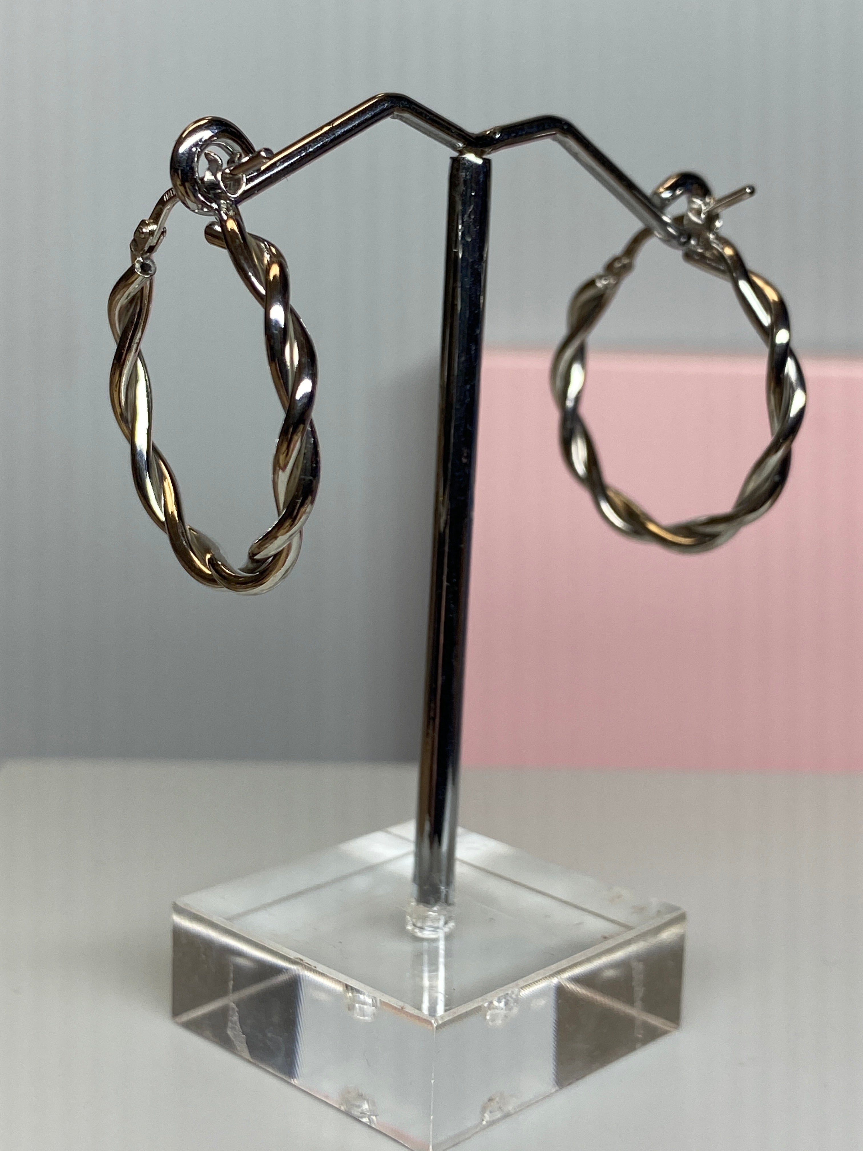 Sterling Silver Hoop Twist Earrings - Hallmark Jewellers Formby & The Jewellers Bench Widnes