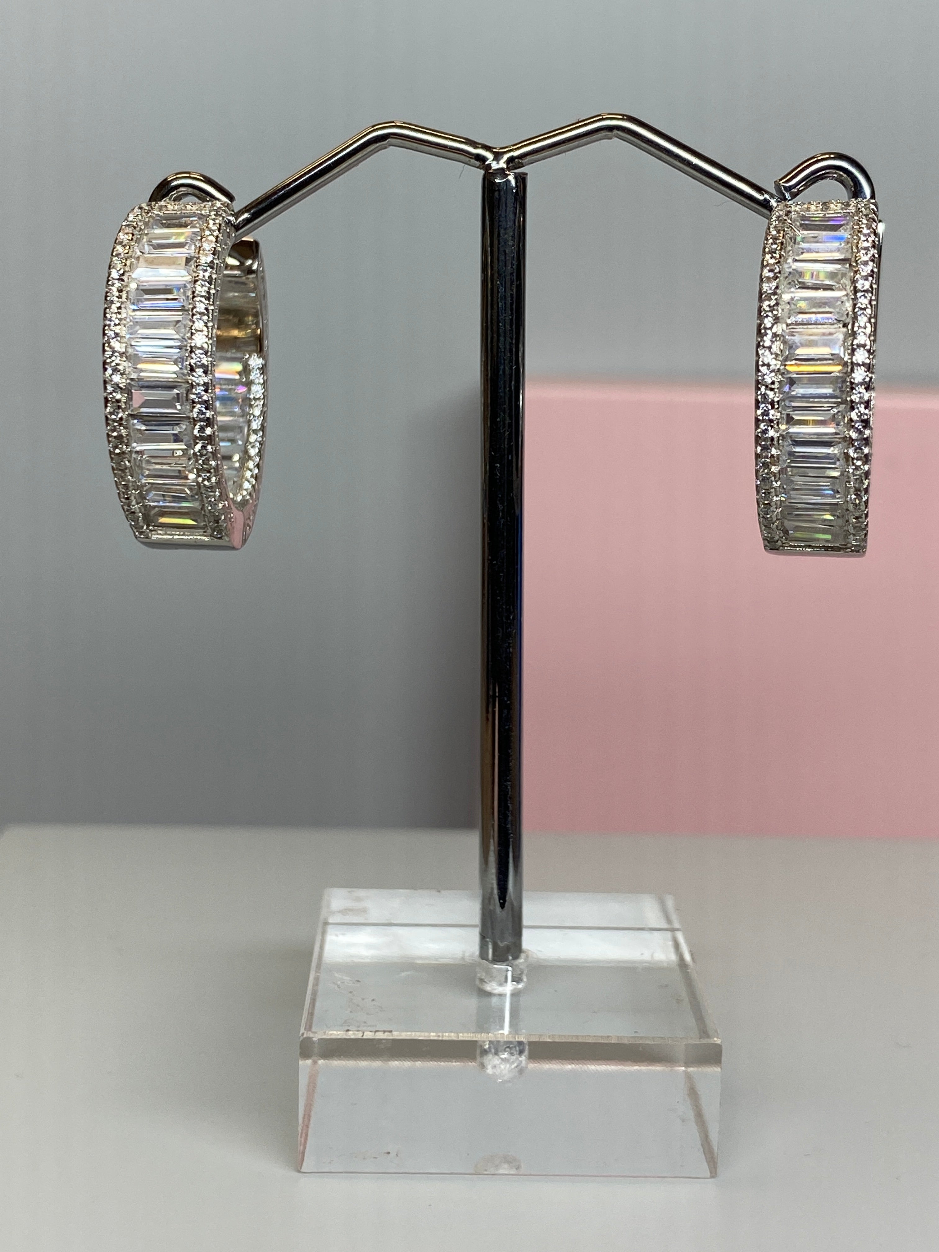 Sterling Silver Hoop & CZ Earrings - Hallmark Jewellers Formby & The Jewellers Bench Widnes