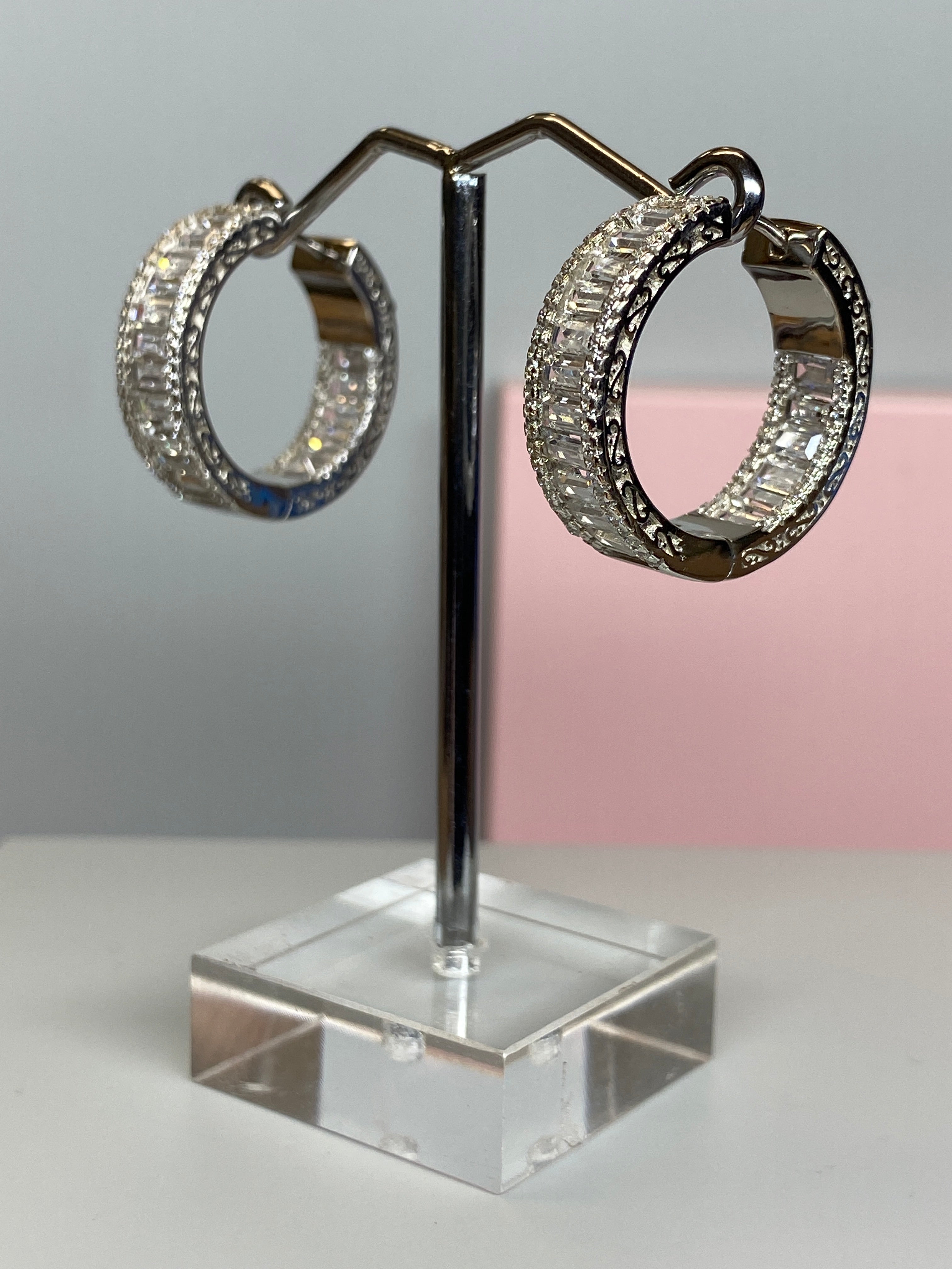 Sterling Silver Hoop & CZ Earrings - Hallmark Jewellers Formby & The Jewellers Bench Widnes