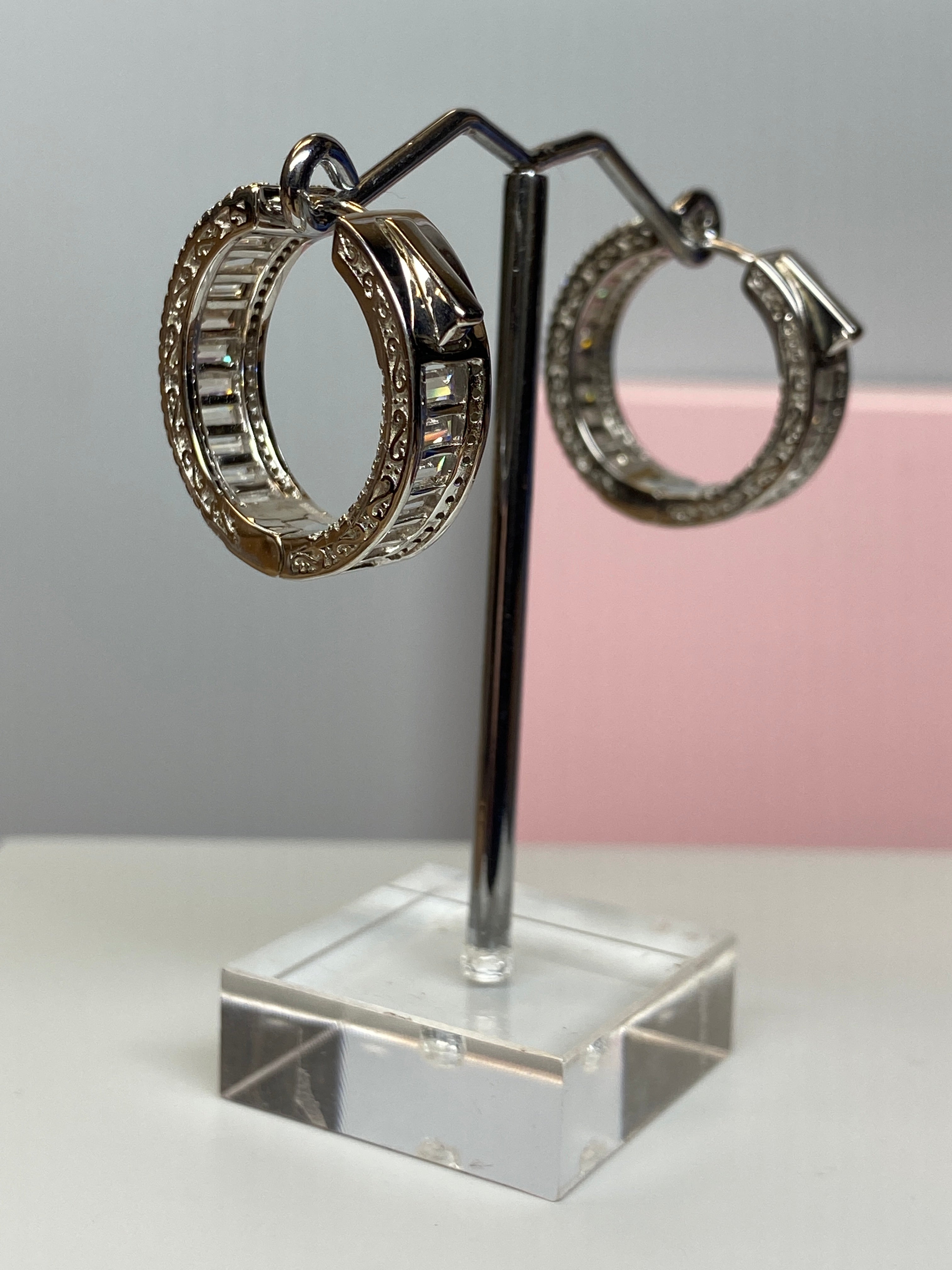 Sterling Silver Hoop & CZ Earrings - Hallmark Jewellers Formby & The Jewellers Bench Widnes