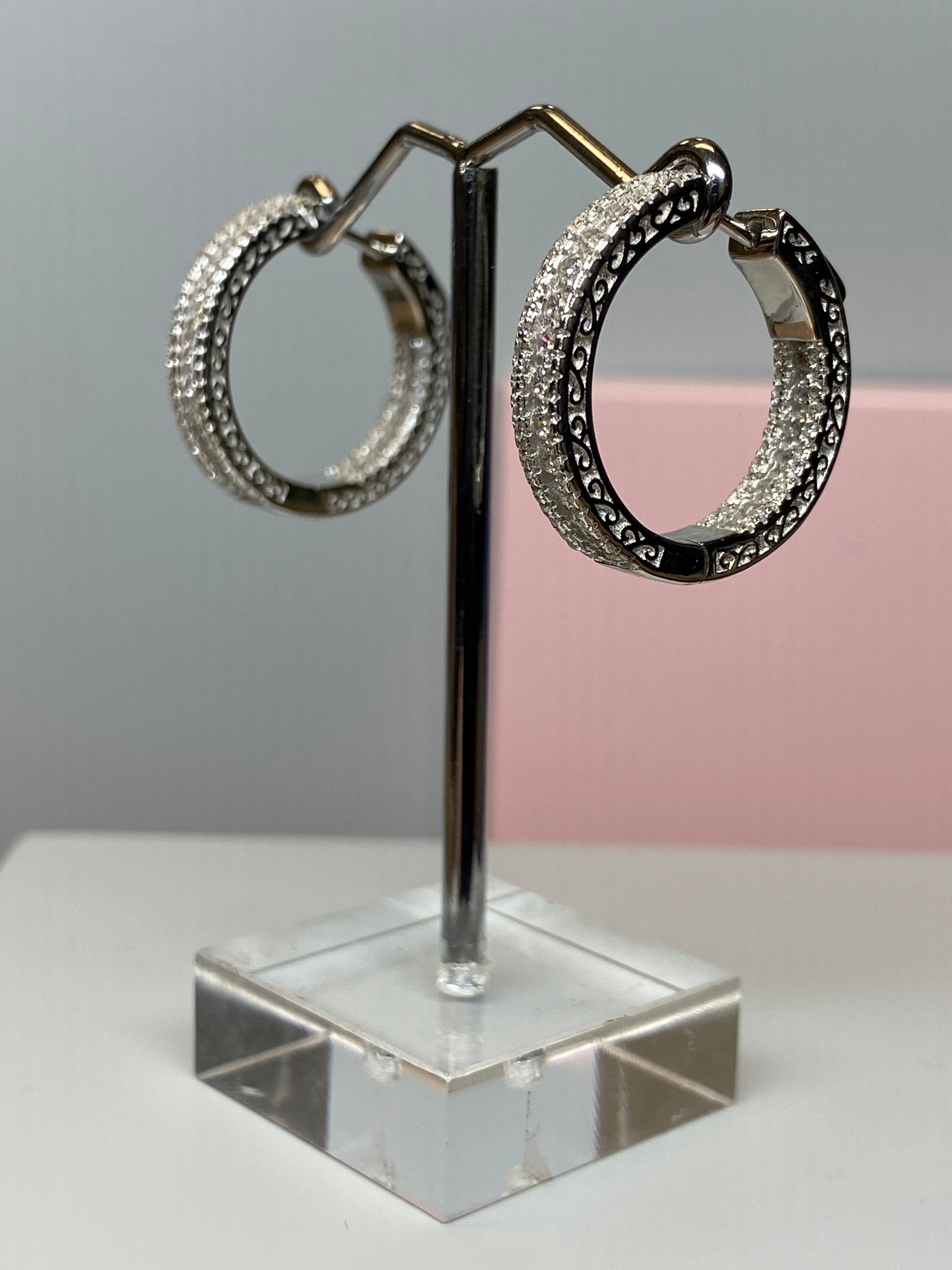 Sterling Silver Hoop & CZ Earrings - Hallmark Jewellers Formby & The Jewellers Bench Widnes