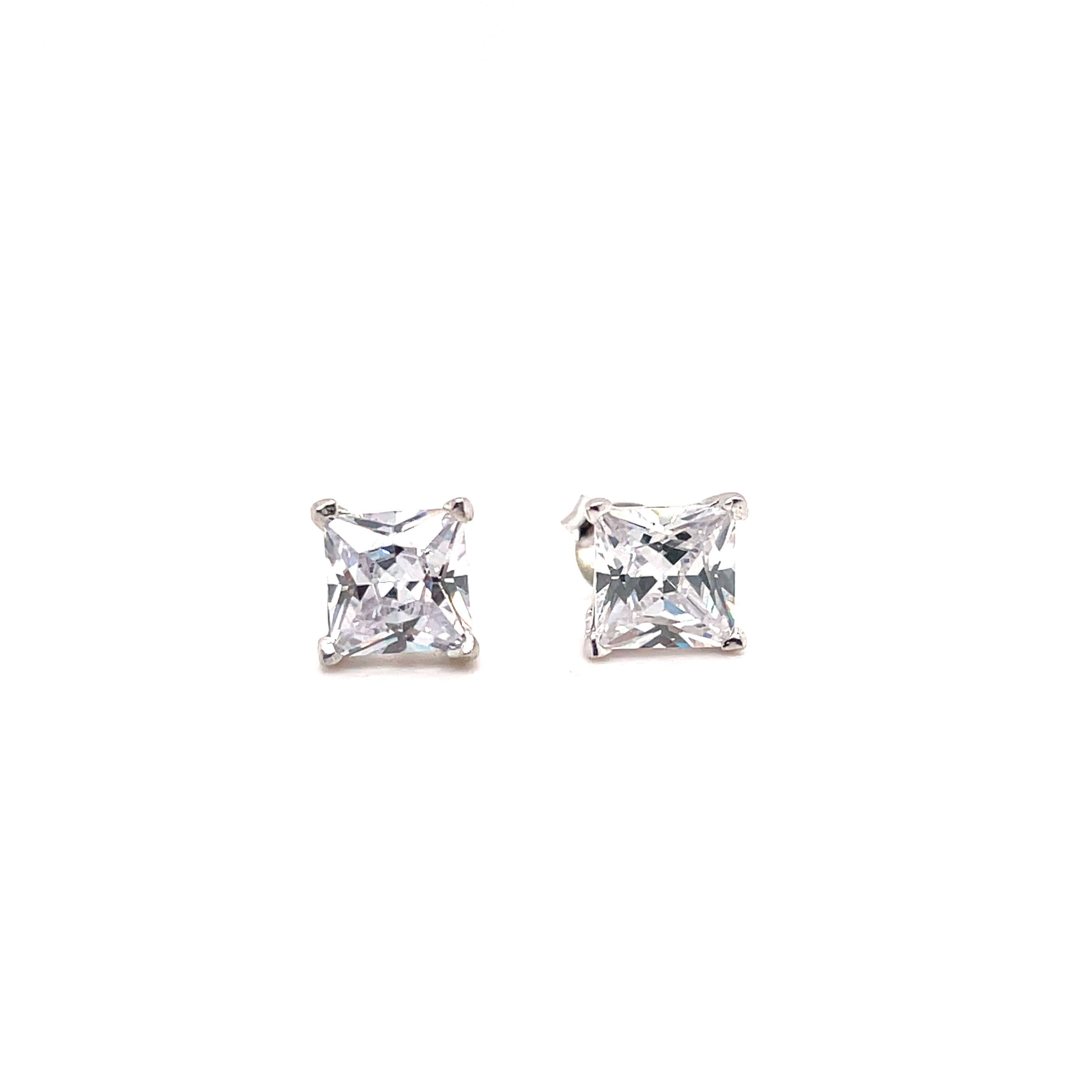 Sterling Silver Square CZ Stud Earrings - All Sizes - Hallmark Jewellers Formby & The Jewellers Bench Widnes