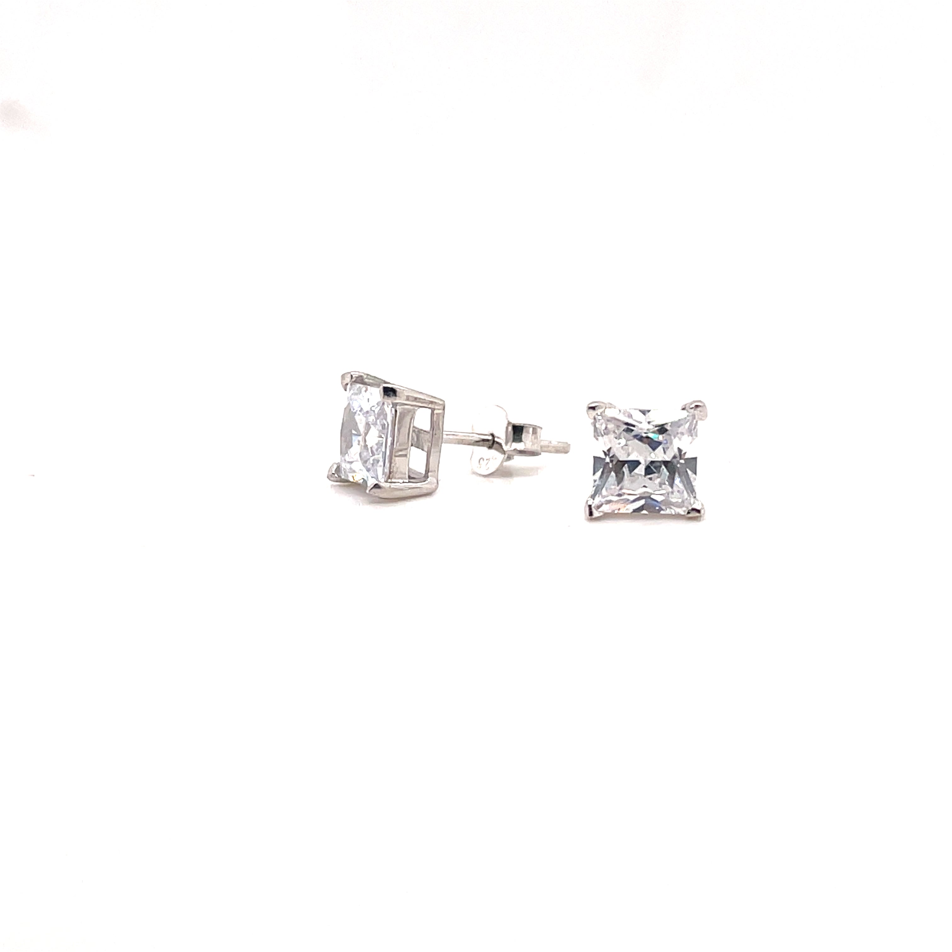 Sterling Silver Square CZ Stud Earrings - All Sizes - Hallmark Jewellers Formby & The Jewellers Bench Widnes